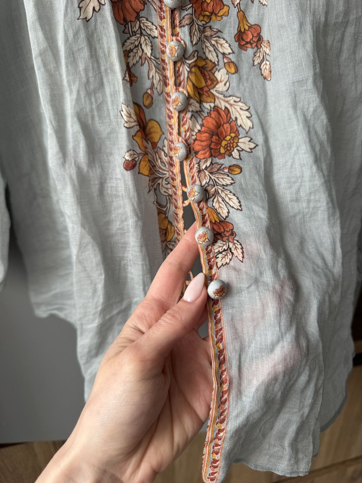 Zimmermann Zimmermann Andie Billow Blouse & Shorts in Dusty Blue Floral Size XS / US 0-2 / IT 36-38 - 6 Thumbnail
