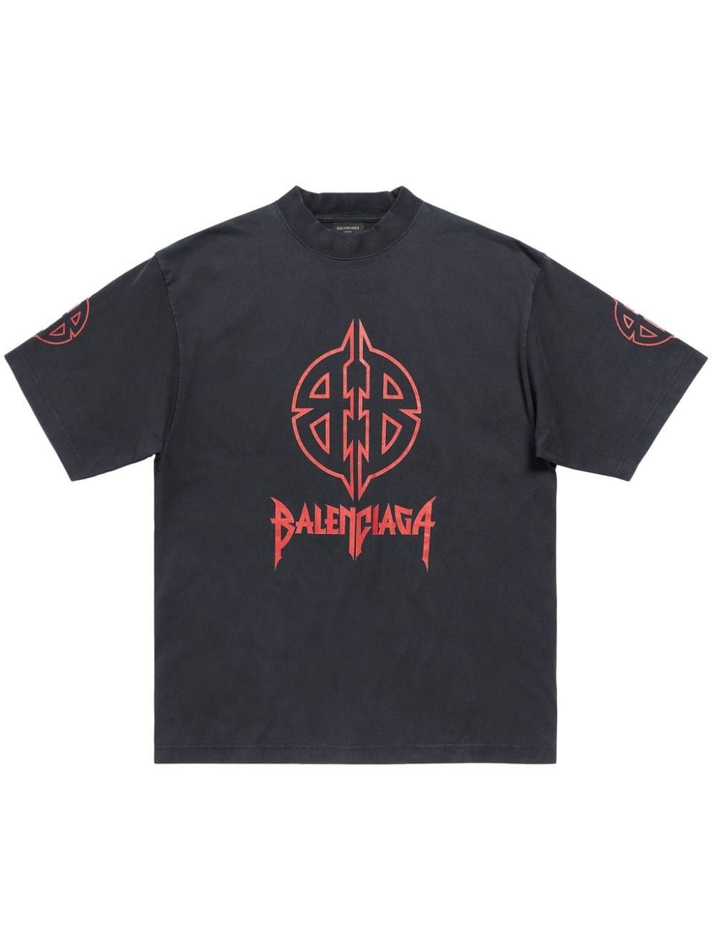 Balenciaga o1srvl11e0825 Metal BB T-Shirt Medium Fit in Black Size US M / EU 48-50 / 2 - 1 Thumbnail