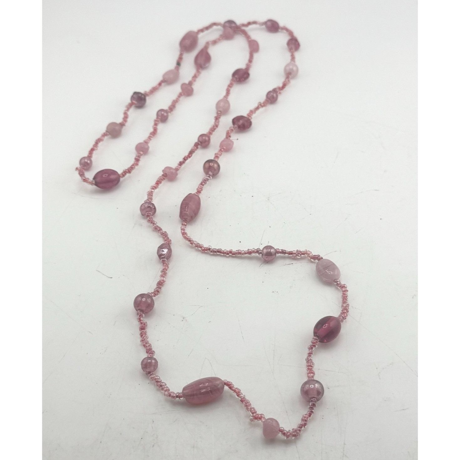 Vintage pink beaded glass necklace beads