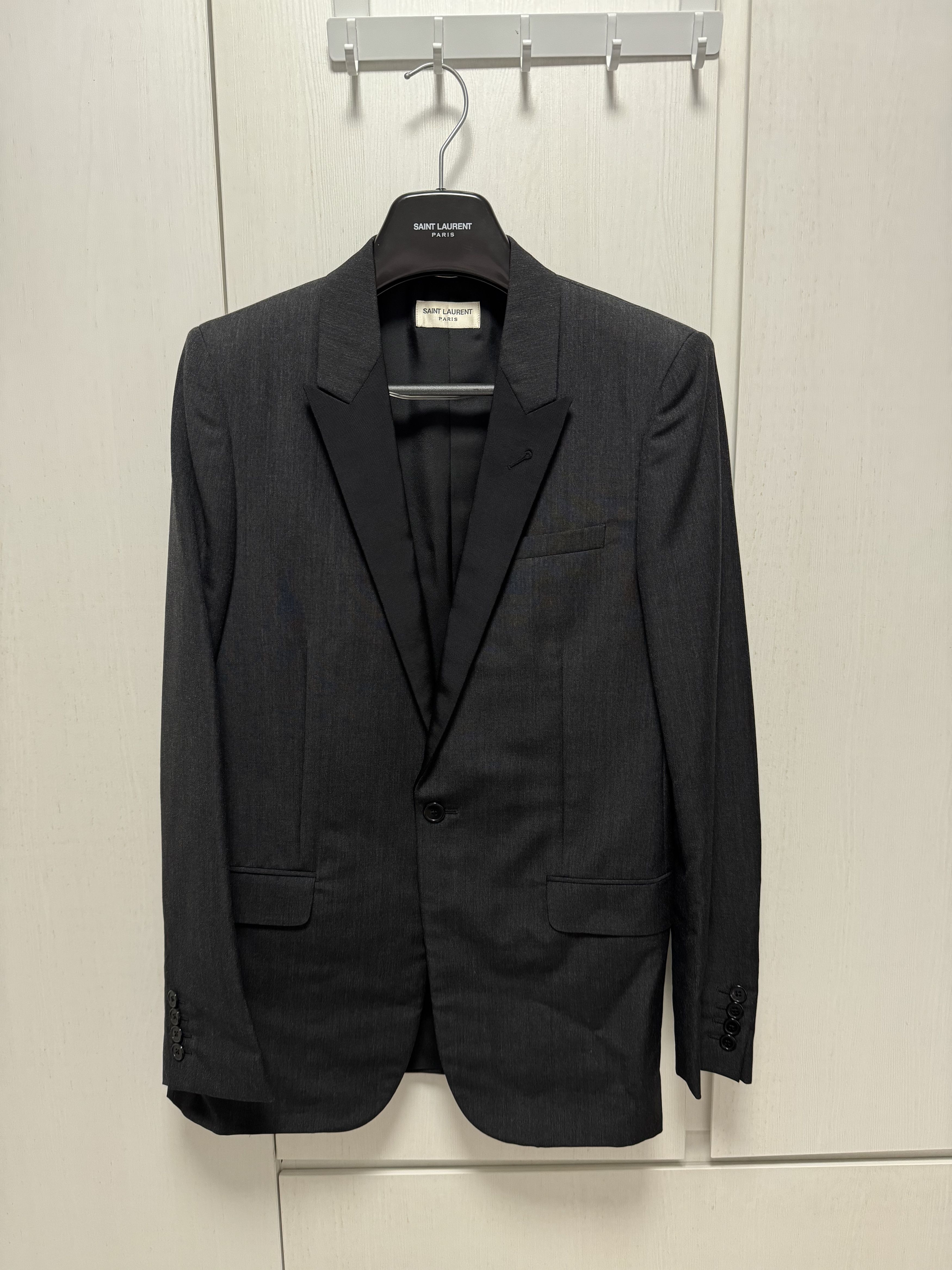 Saint Laurent Paris Saint Laurent 2014 Hedi Slimane Grey Smoking Tuxedo Blazer Size 48R - 1 Thumbnail