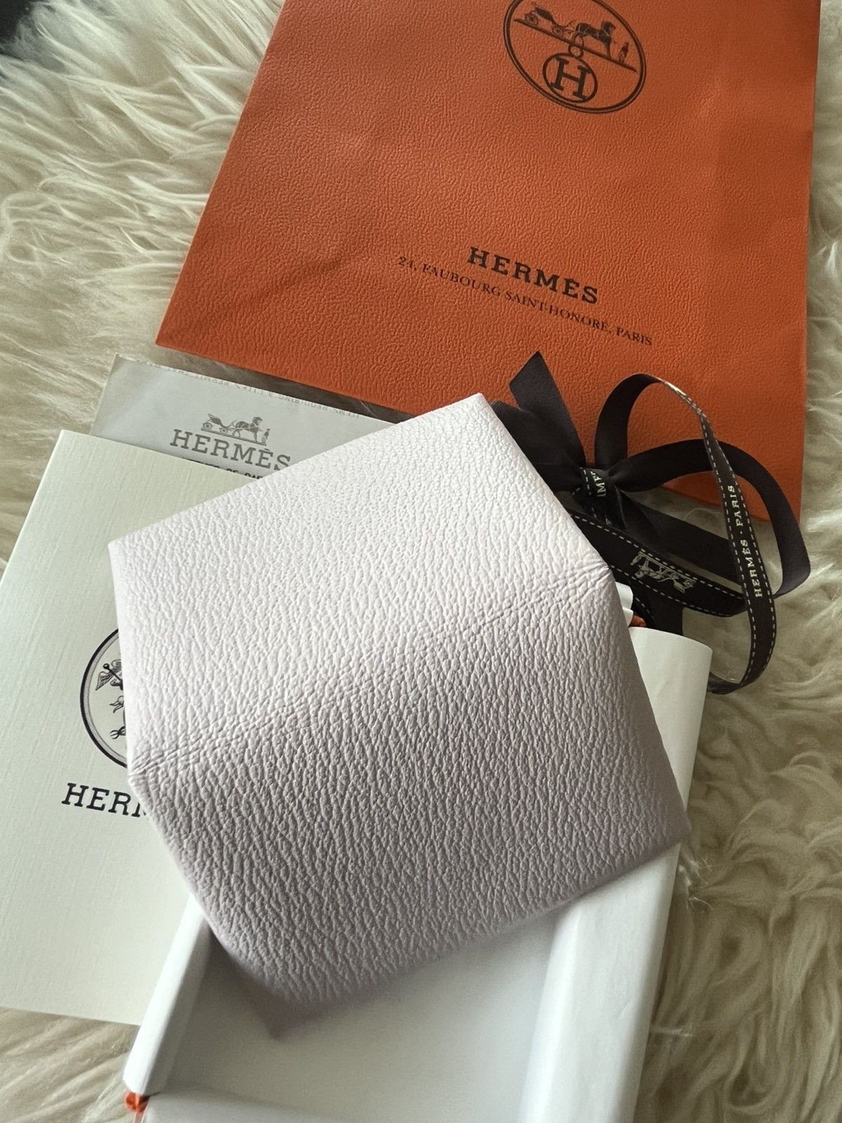 Hermes Hermes Brand New Calvi Mauve Pale Chèvre Mysore Leather Size ONE SIZE - 5 Thumbnail