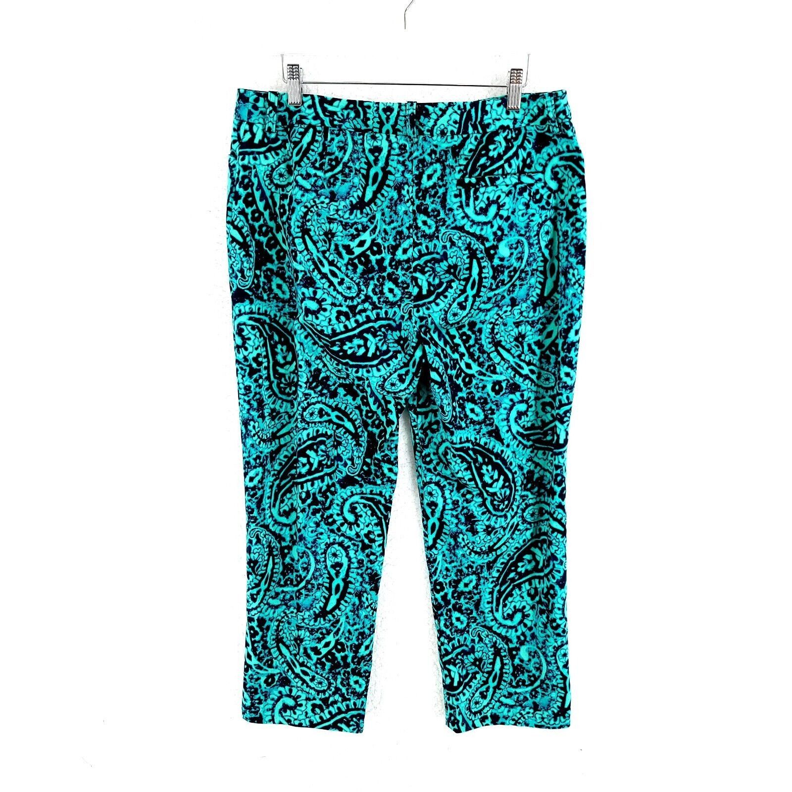 Jones New York Jones New York Signature Stretch Green Blue Paisley High Ris Size 33" - 3 Thumbnail