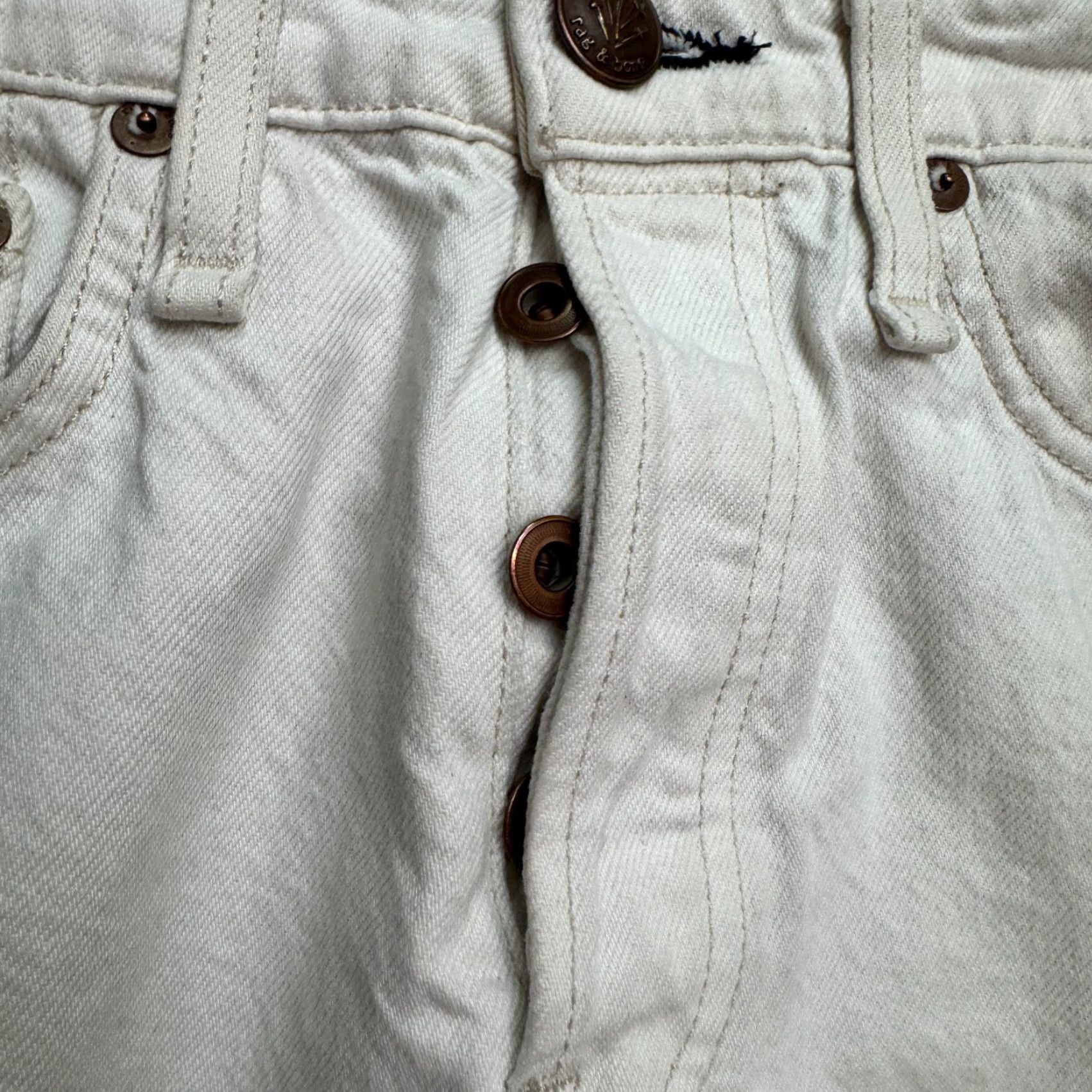 Rag & Bone rag & bone Jeans Womens 24 Cropped High Rise Slim Denim 26 Inseam White Button Fly 5-Pocket Size 42" / US 20 - 3 Thumbnail