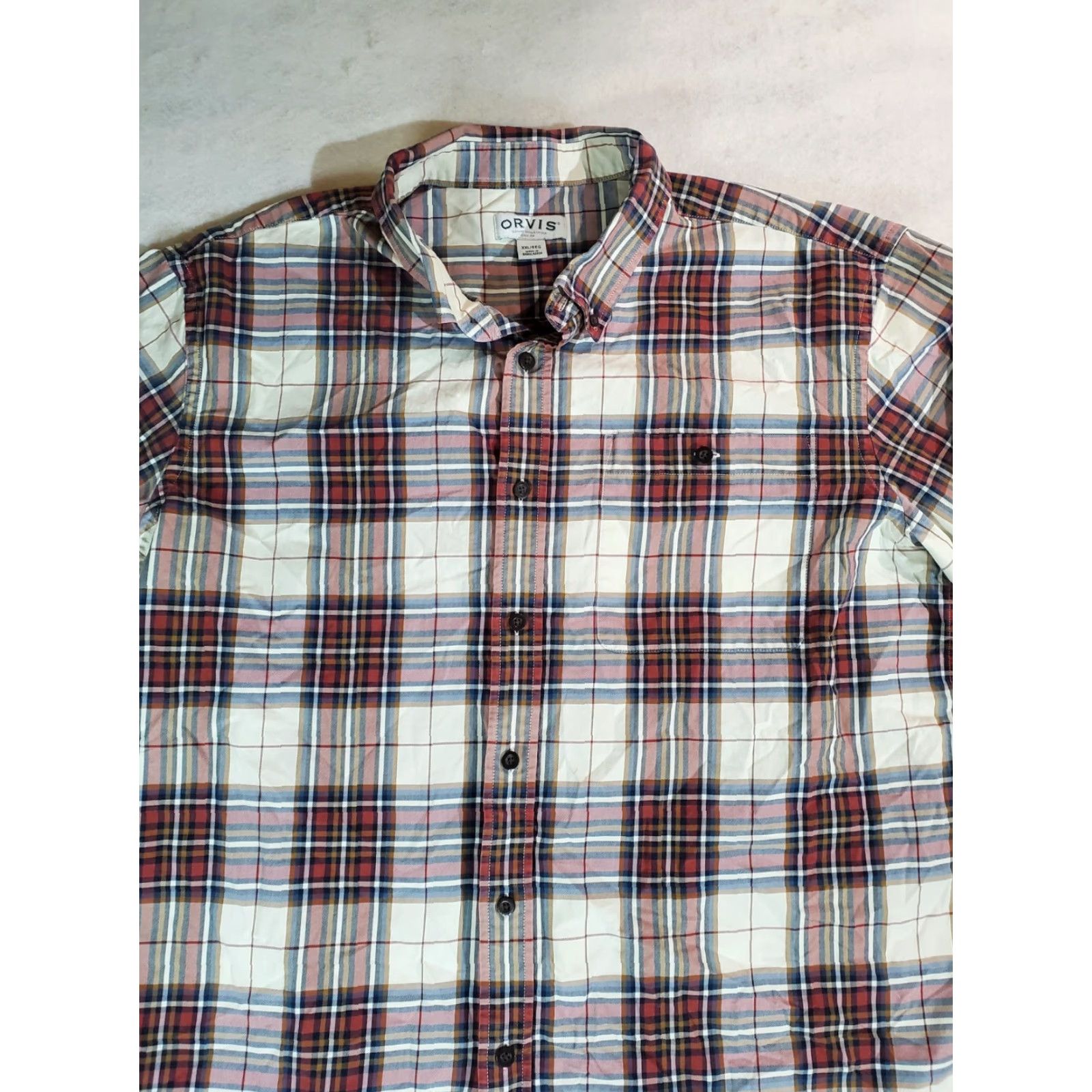 Orvis VINTAGE ORVIS Signature COTTON BLEND BUTTON UP SHIRT Mens 2XL Red/White Plaid Size US XXL / EU 58 / 5 - 2 Thumbnail