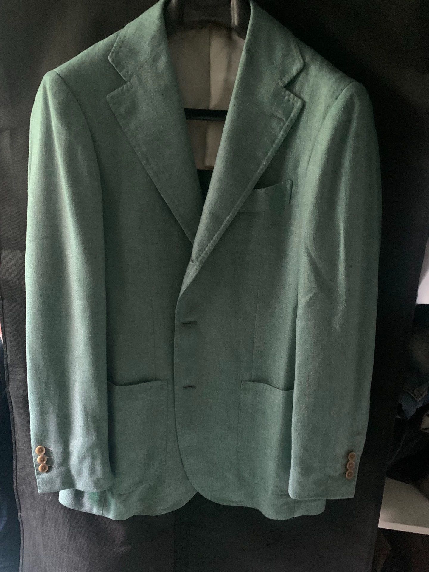 Ring Jacket Ring light green silk blazer 48 Size 48R - 2 Thumbnail