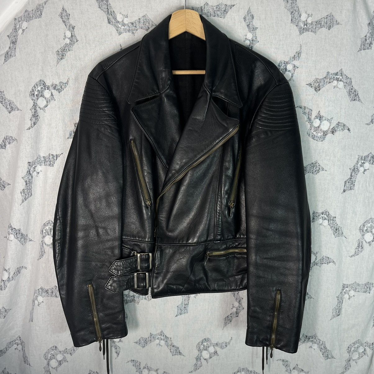Japanese Brand Vintage Leather Ramones Cropped Jacket YSL Style Washed Rare Size US M / EU 48-50 / 2 - 1 Thumbnail