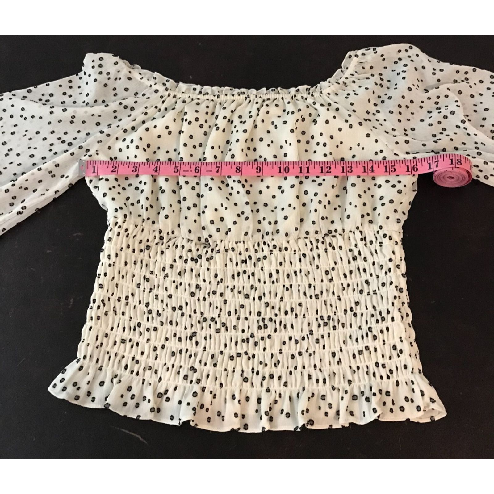 Anthropologie by Anthropologie Lucia Black/White Off-The-Shoulder Blouse Size S / US 4 / IT 40 - 5 Thumbnail