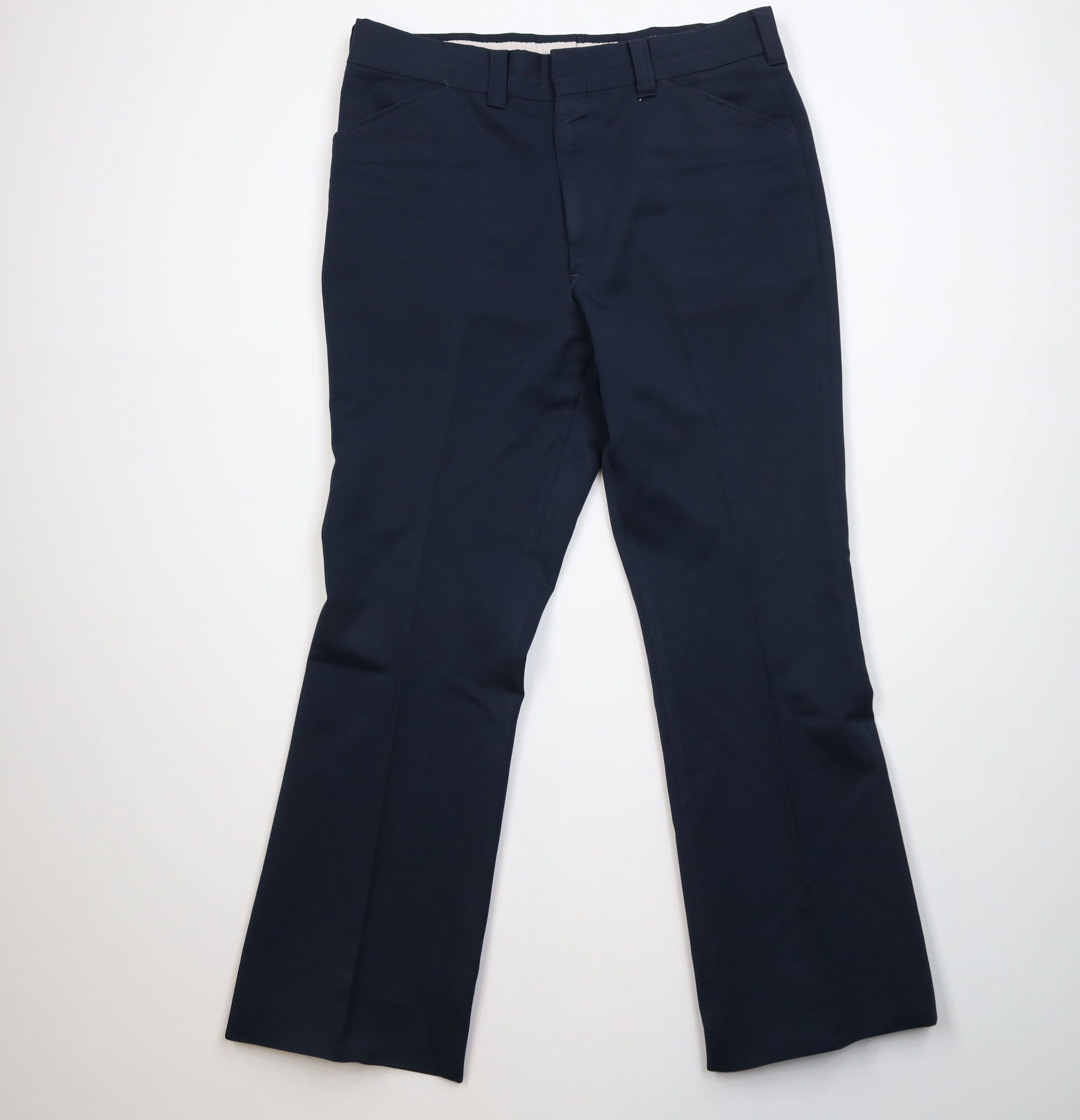 Vintage Vintage 70s Streetwear Flared Wide Leg Chino Pants Navy Blue Size US 36 / EU 52 - 1 Thumbnail