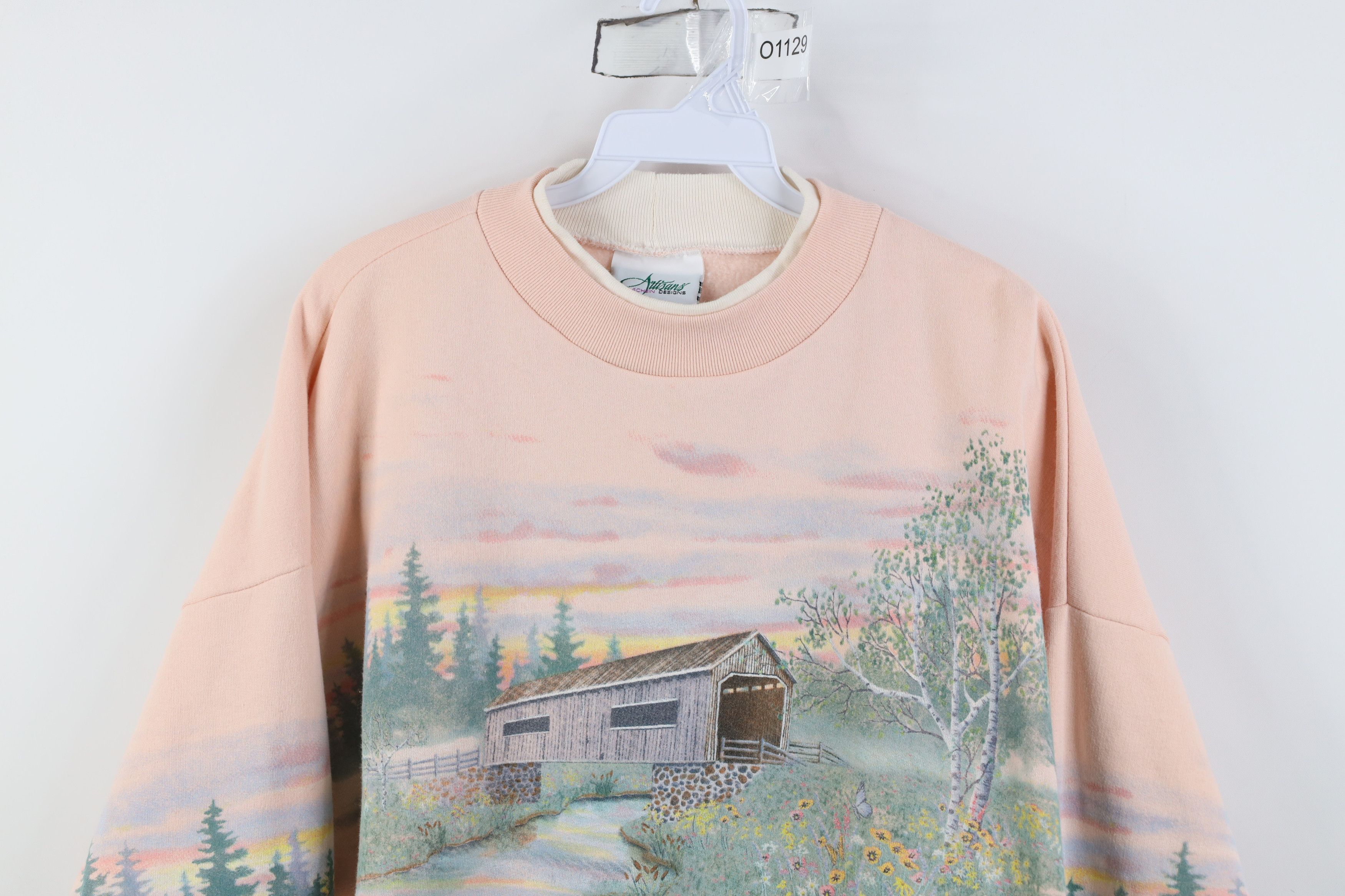Vintage Vintage 90s Streetwear All Over Print Flower Sweatshirt USA Size L / US 10 / IT 46 - 2 Thumbnail