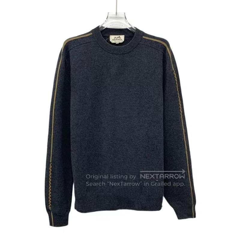 Hermes Hermes Black wool round neck long sleeve knit sweater Size US M / EU 48-50 / 2 - 1 Thumbnail