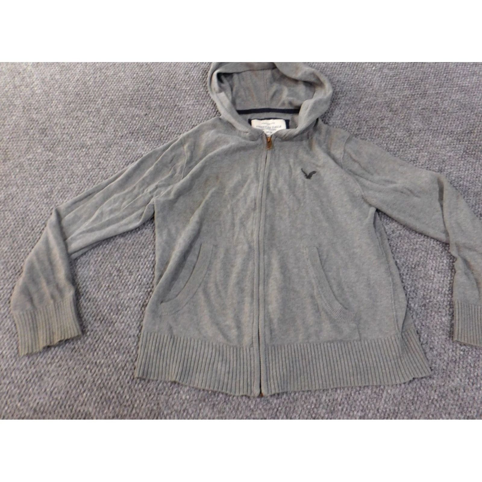 American Eagle Outfitters VINTAGE American Eagle Hoodie Womens Medium Gray Logo Zip stretch cotton Size M / US 6-8 / IT 42-44 - 3 Thumbnail