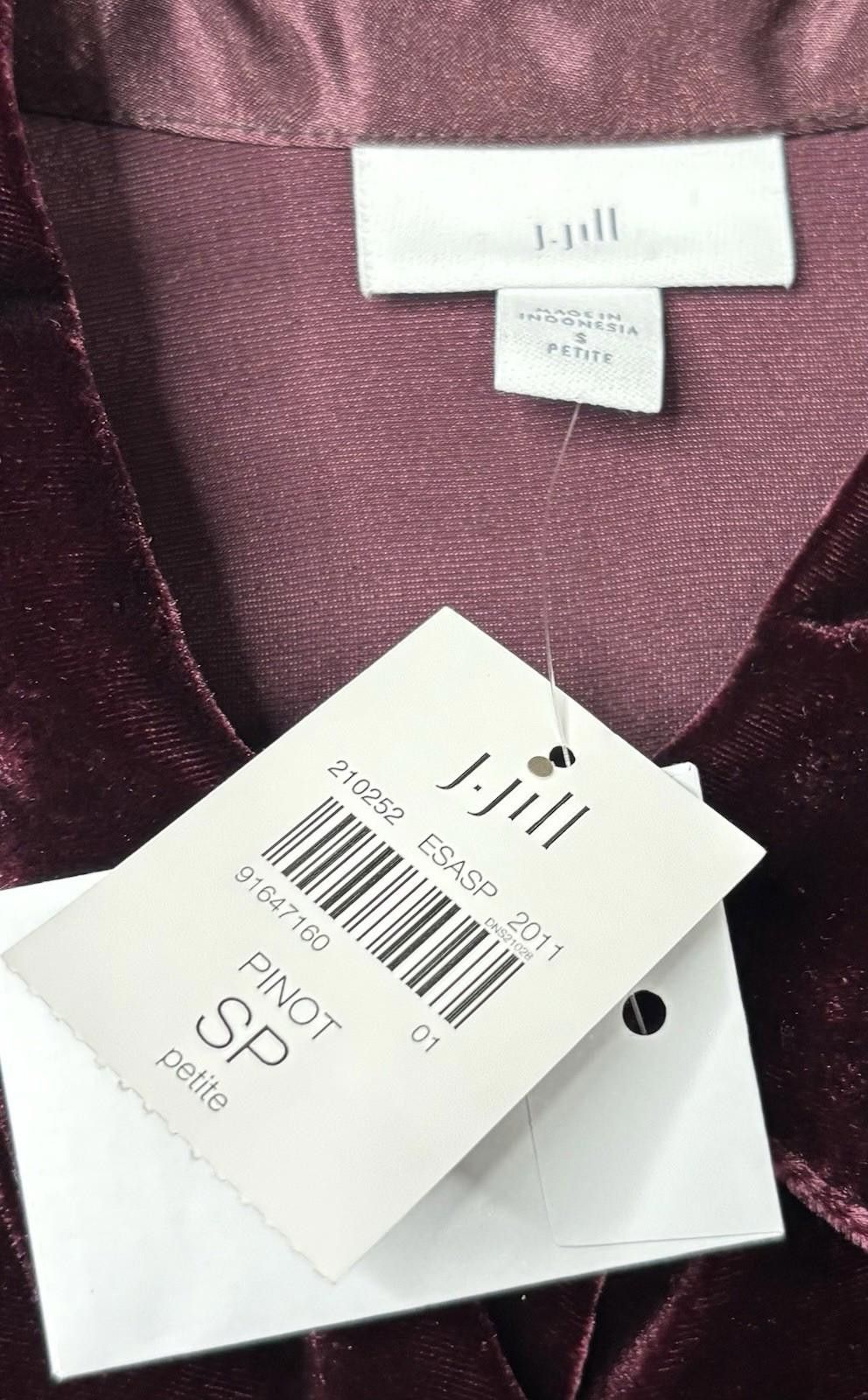 Other J Jill Top Womens Small Petite Velour Velvet Silk Blend Size S / US 4 / IT 40 - 2 Thumbnail