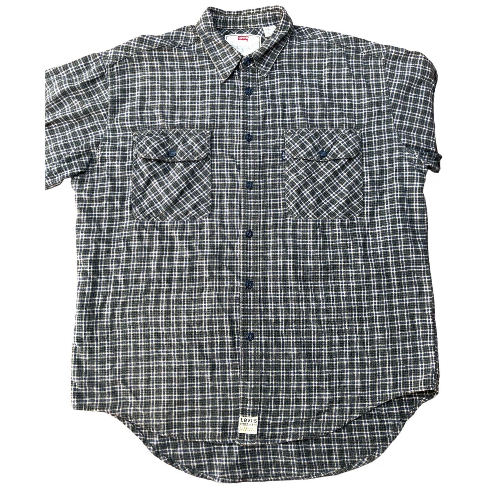 Levi's VINTAGE Levi's Shirt Men Large Green Blue Plaid Heavyweight Pocket Size US L / EU 52-54 / 3 - 2 Thumbnail