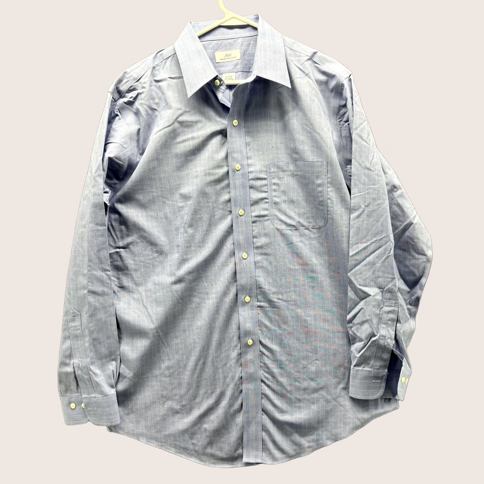 Brooks Brothers Brooks Brothers Dress Shirt Mens 16 34/35 Blue Check Regular Non-Iron 100% Cotton Long Sleeve Casual Business Mens Size 42R - 1 Thumbnail