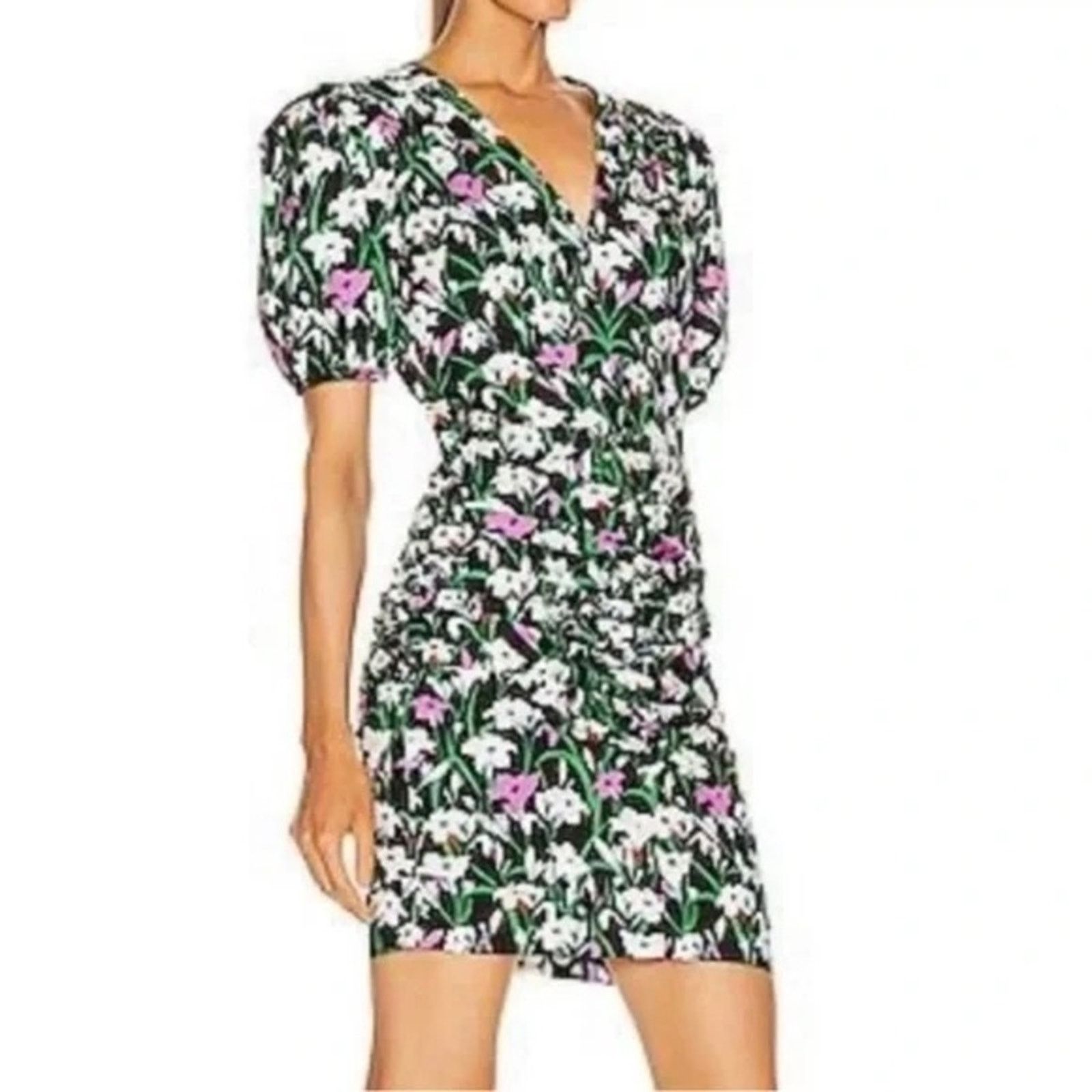 Veronica Beard Veronica Beard $495 Janis Floral Ruched Mini Dress Black 2 Size XS / US 0-2 / IT 36-38 - 8 Thumbnail