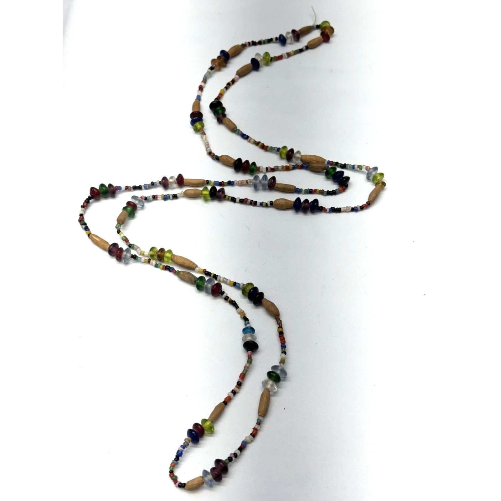 Vintage Vintage glass and wood beaded long necklace Size ONE SIZE - 1 Thumbnail