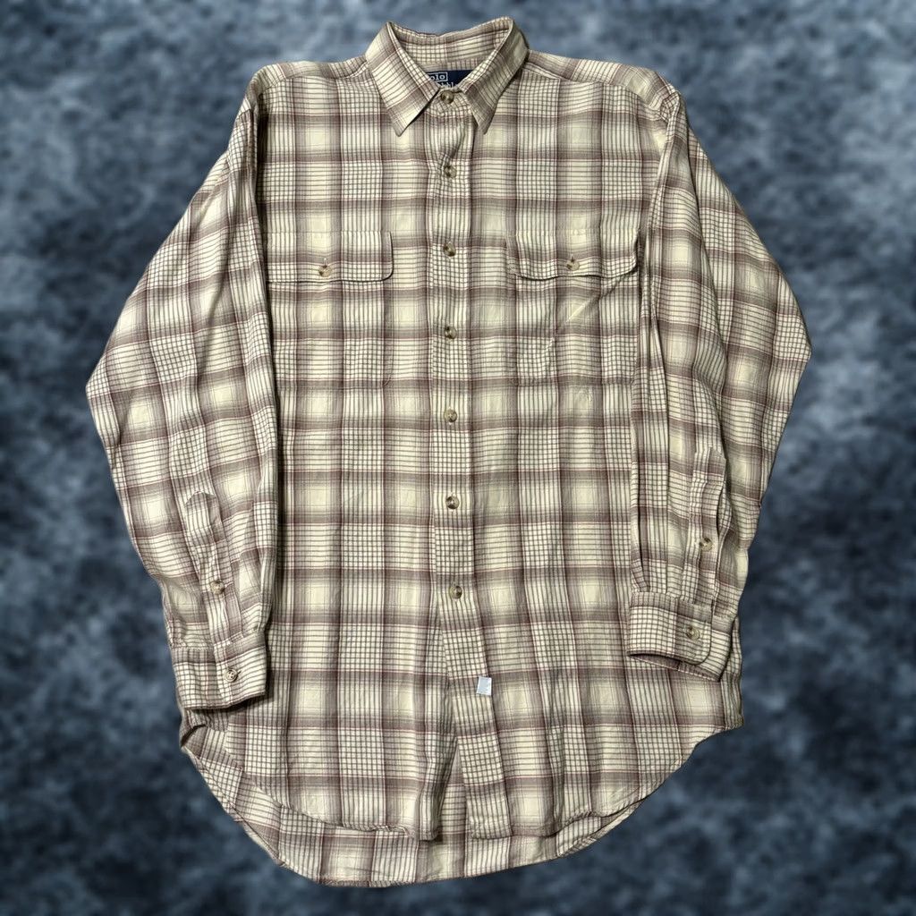 Polo Ralph Lauren VINTAGE Polo Ralph Lauren Shirt Mens Small Beige Tan Plaid Wool Blend Long Sleeve 90s Size US S / EU 44-46 / 1 - 1 Thumbnail