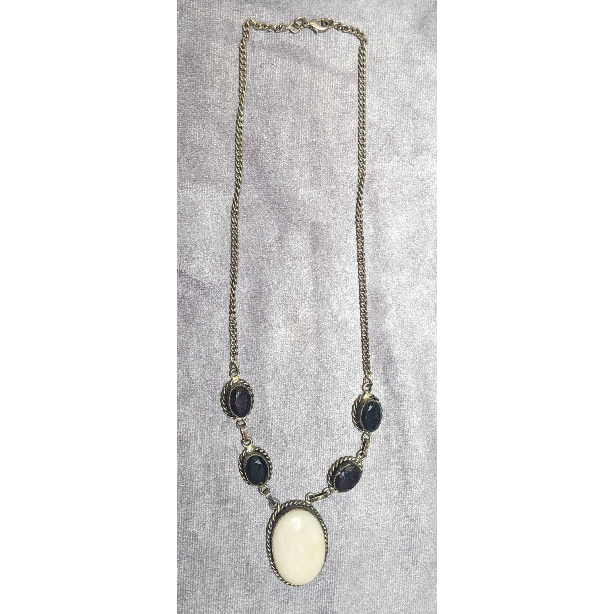 Other Vintage Sterling Silver Multi Gemstone Romantic Necklace Size ONE SIZE - 12 Thumbnail