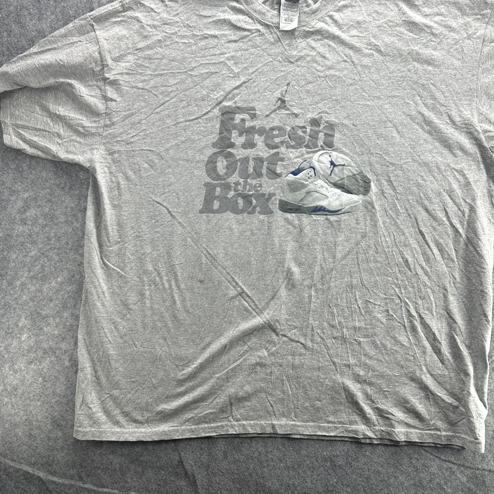 Jordan Brand Jordan Shirt 3XL Mens Gray Fresh Out the Box Air 5 Retro Basketball Tee 2000s Size US XXL / EU 58 / 5 - 3 Thumbnail