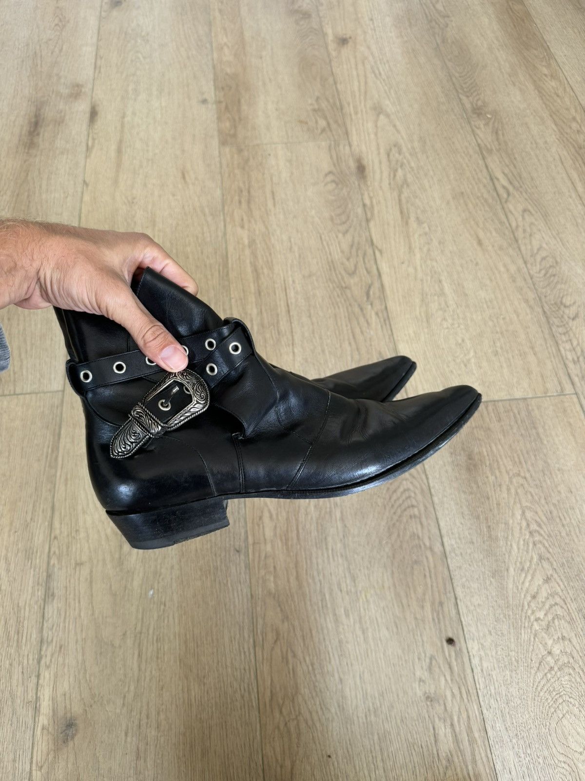 SAINT LAURENT SS14 Duckiesウェスタンブーツ サイズ40 Saint Laurent SS14 Western Buckle Duckies Boots – Bang Bang