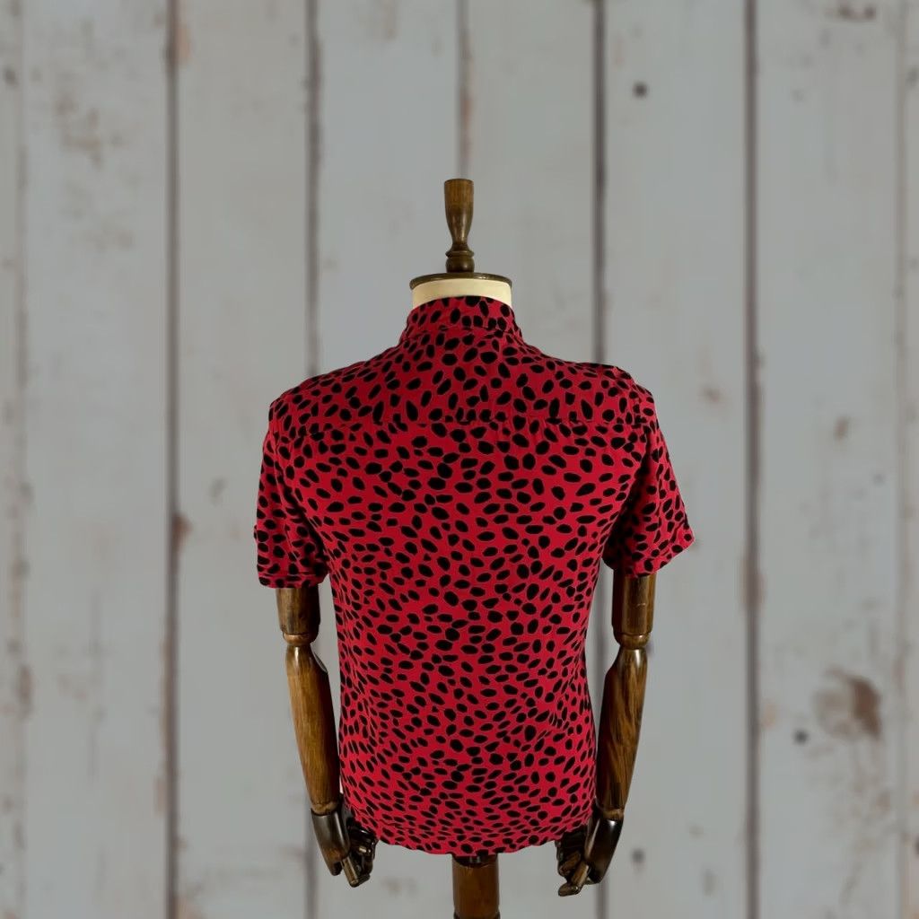 Allsaints AllSaints Shirt Mens S Red Black Viscose Cotton Animal Pattern Short Sleeve Button-Up Button-Down Collar Classic Modern Outdoor Mens Size US S / EU 44-46 / 1 - 1 Thumbnail