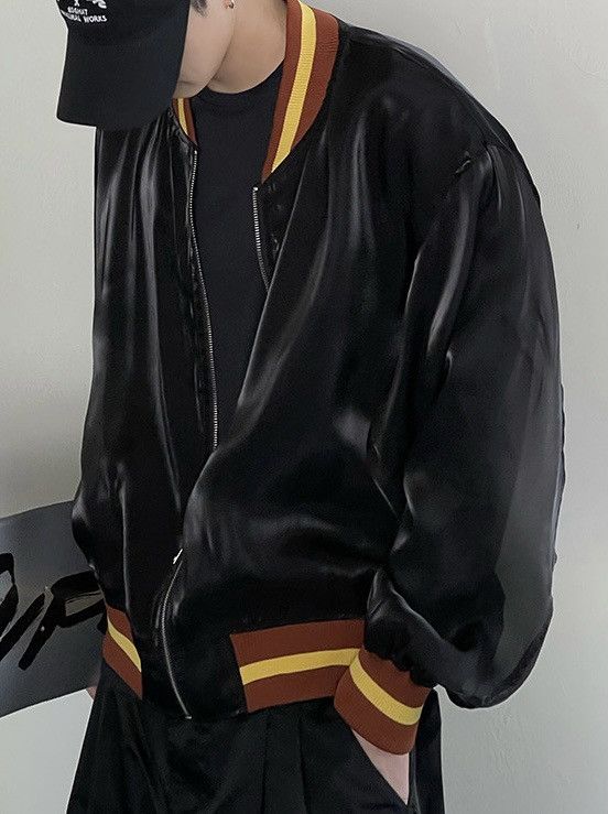 Japanese Brand × Vintage Avant garde oversized graffiti sheer mesh baseball jacket Size US XL / EU 56 / 4 - 7 Thumbnail