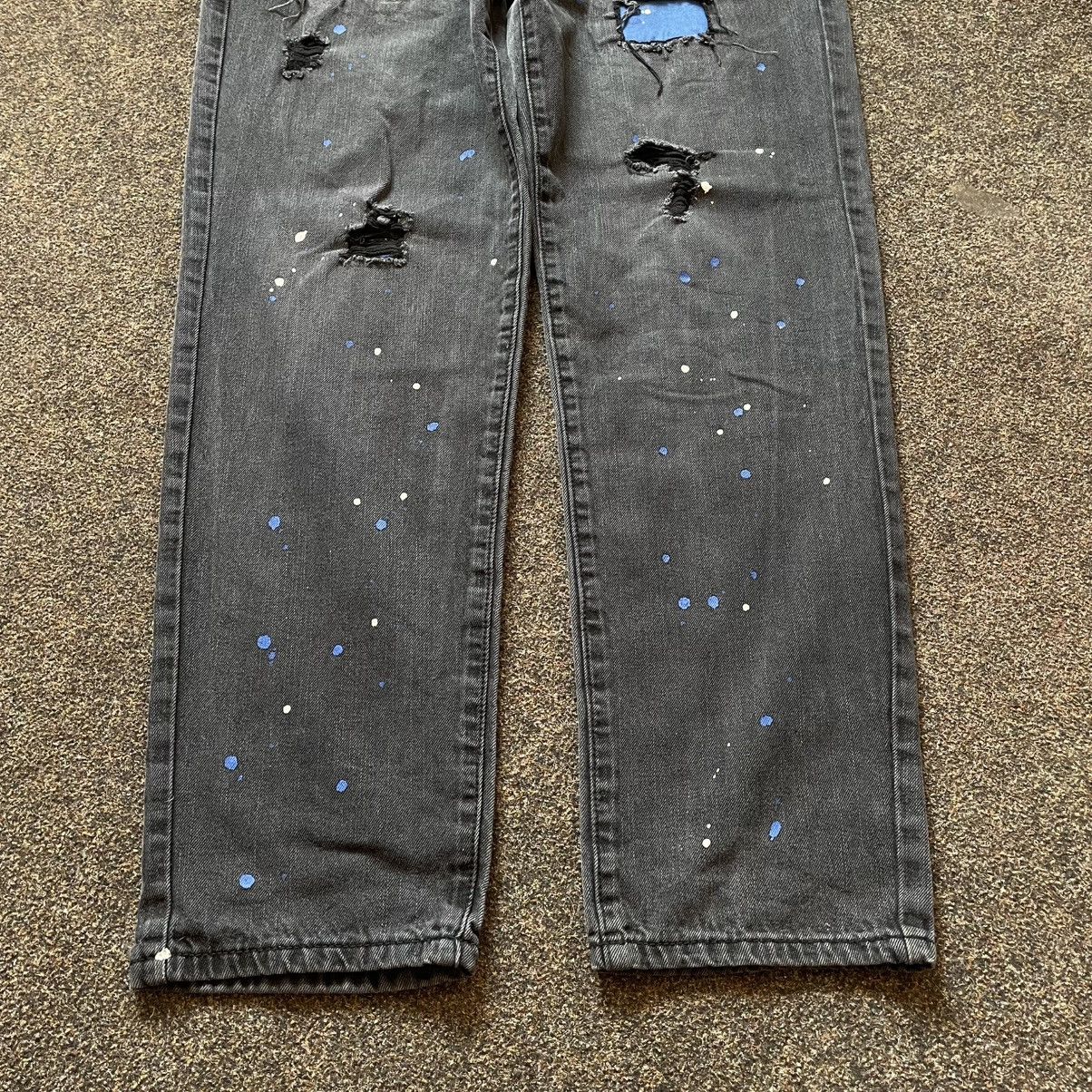 Vintage Y2K Baggy Distressed Paint Splatter Jeans Grunge Skate Logo Size 34" / US 12 / IT 48 - 5 Thumbnail