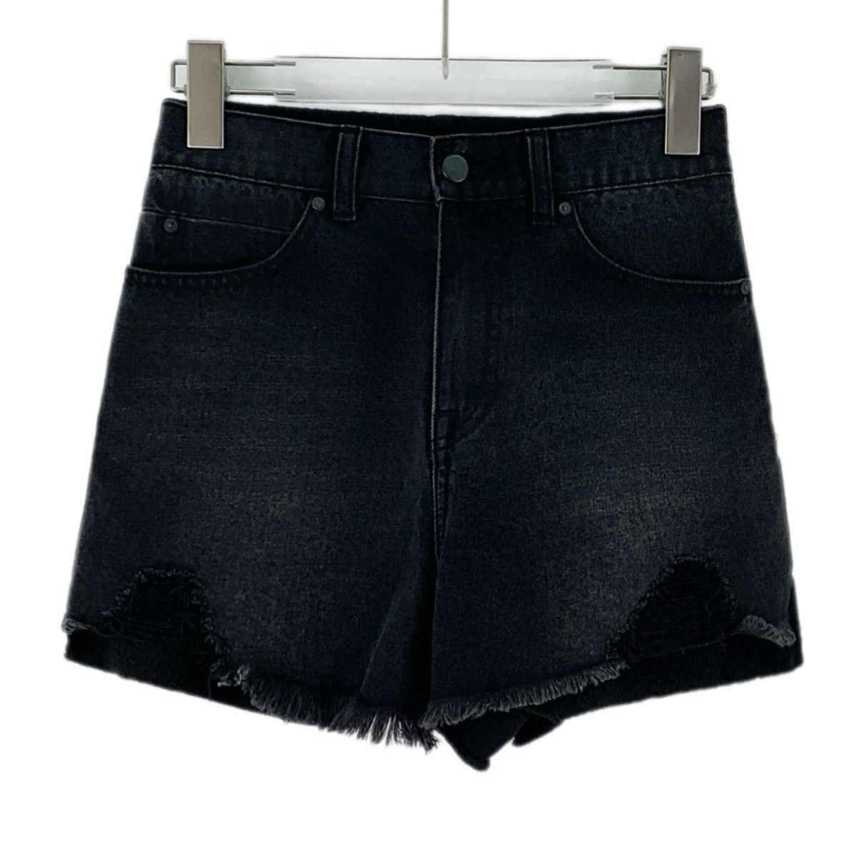 Alexander Wang Alexander Wang Black Washed Raw Hem Denim Shorts K26WX Size 26" / US 2 / IT 38 - 1 Thumbnail