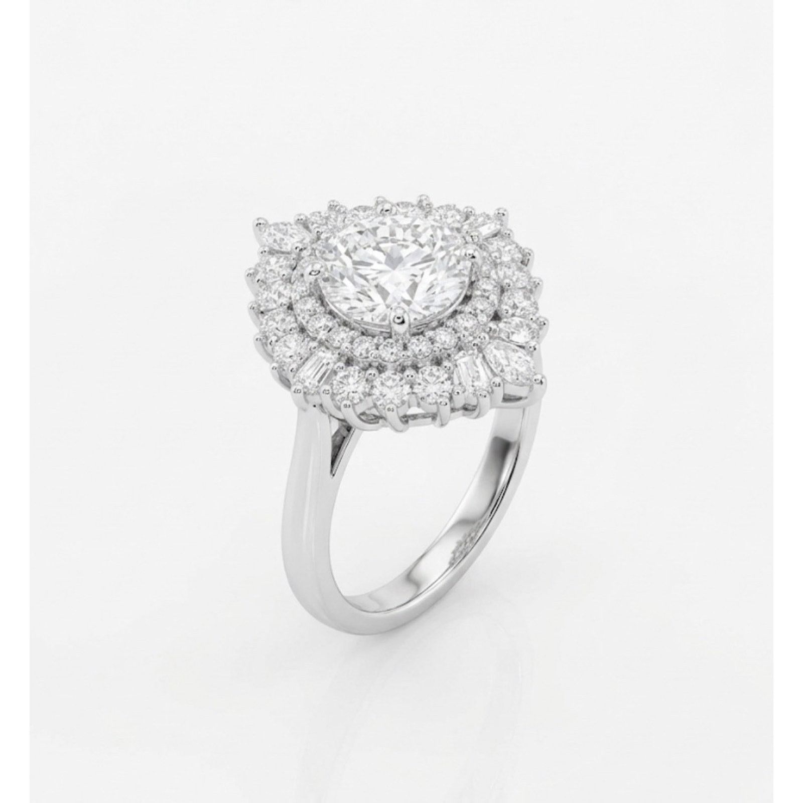 & Other Stories Exquisite Moissanite 925S Silver HaloRing AdjustableSize 1CT Size ONE SIZE - 2 Thumbnail