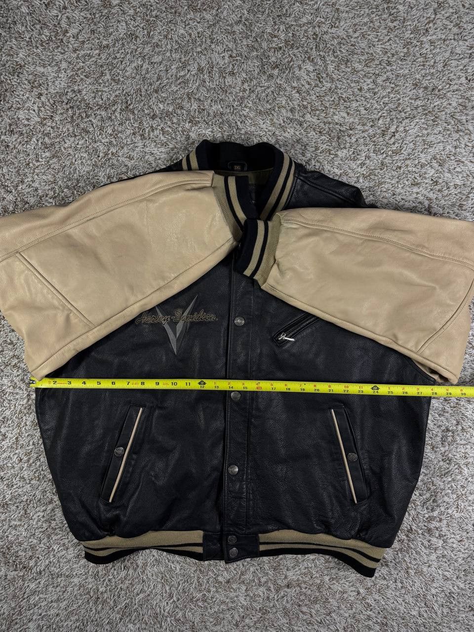 Harley Davidson VTG 90s Harley Davidson Heavy Letterman Bomber Jacket Size US XXL / EU 58 / 5 - 8 Thumbnail