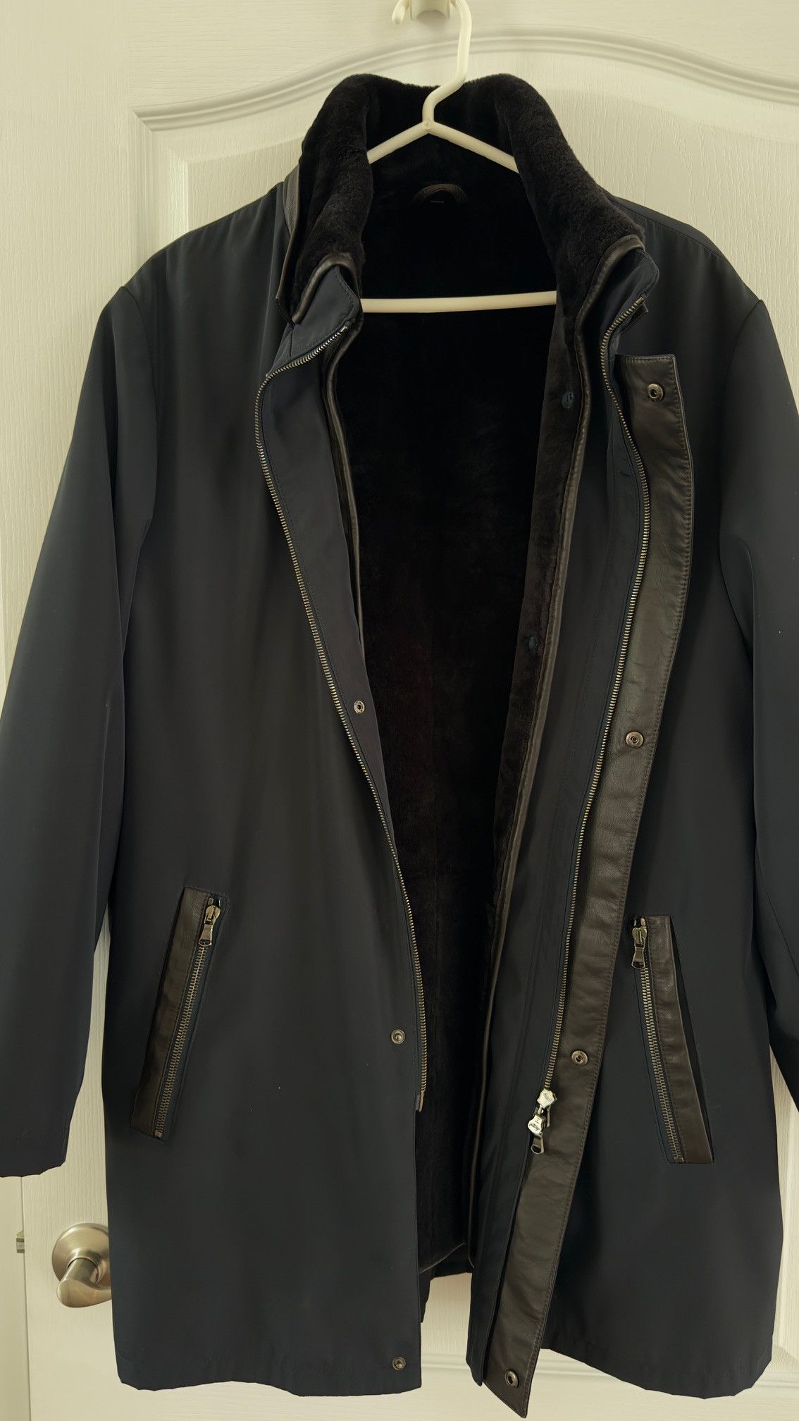 Paul Stuart Paul Stuart Black Shearling Rain Jacket Size US L / EU 52-54 / 3 - 3 Thumbnail