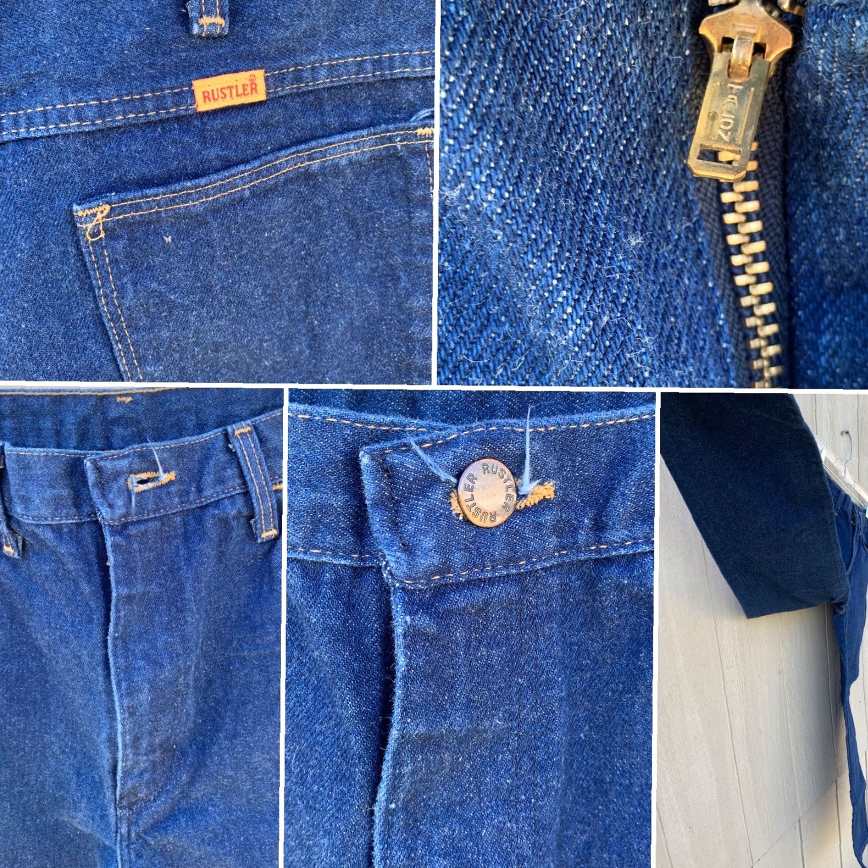 Vintage VINTAGE Rustler Jeans Made In USA TALON Zipper 87621 Sz 32 32 (30” Waist) Denim Blue 1970s Mens Rockabilly Tailored Regular Inseam 32 Size US 30 / EU 46 - 4 Thumbnail