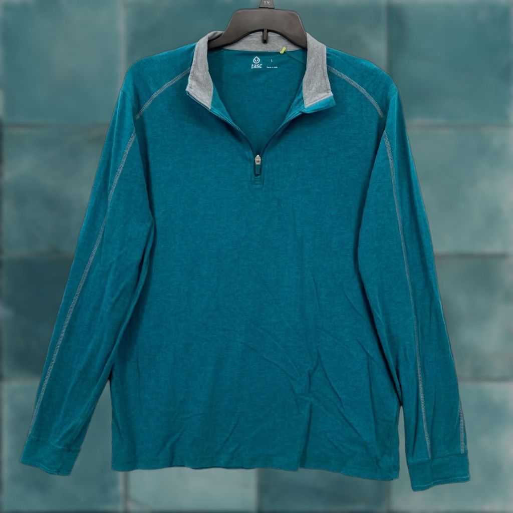 Vintage TASC Performance Carrollton Lightweight Quarter Zip Mens Large Blue Bamboo Gym Shirt Size US L / EU 52-54 / 3 - 1 Thumbnail
