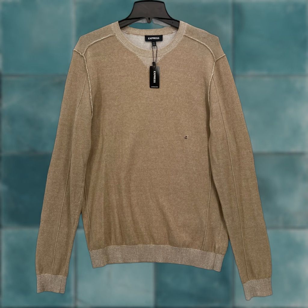 Express Express Sweater Mens M Brown Cotton Crew Neck Long Sleeve NWT Casual Pullover Size US M / EU 48-50 / 2 - 1 Thumbnail