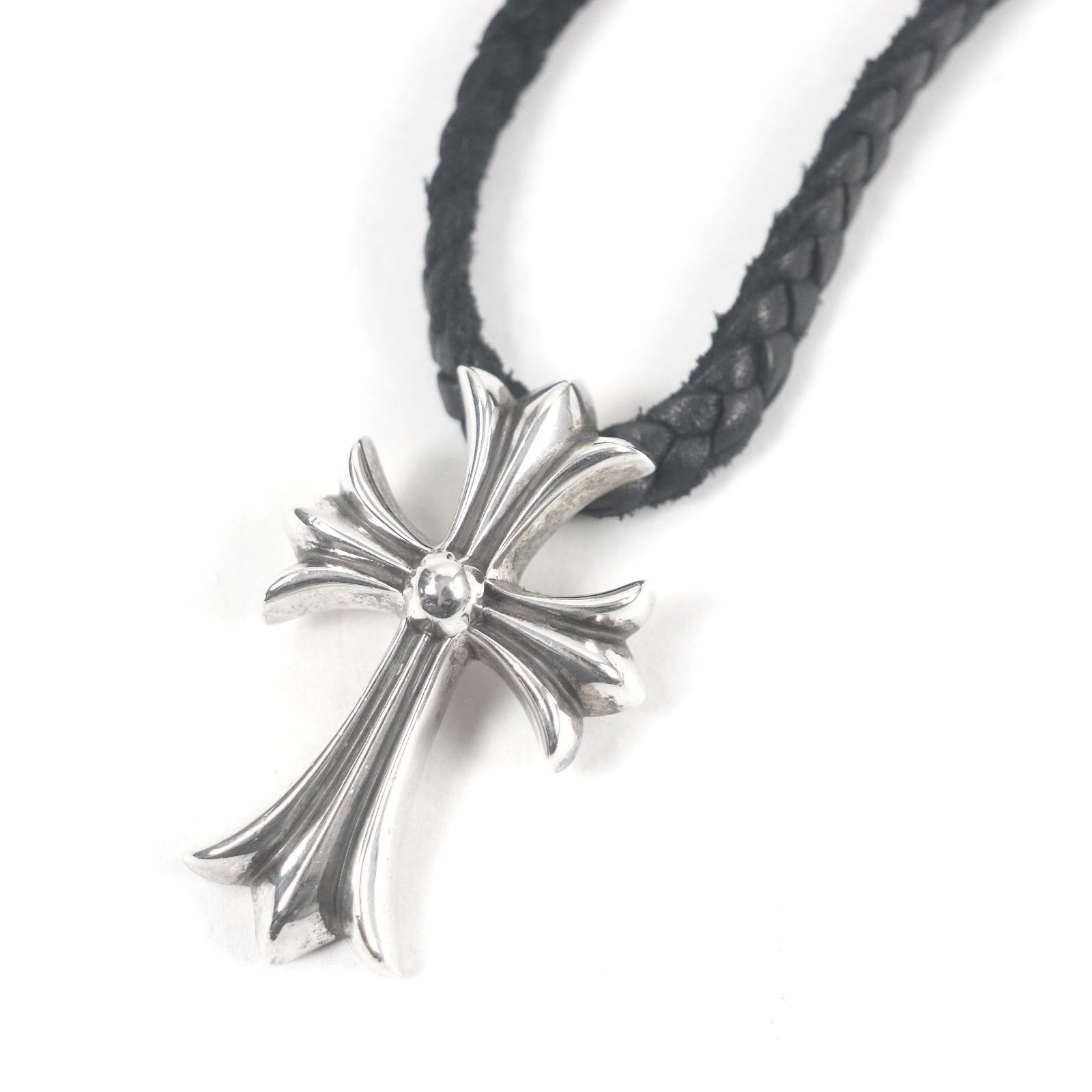 Chrome Hearts Other Chrome Hearts Borochip CH Cross Leather Braid Silver Necklace Metal Necklace Size ONE SIZE - 1 Thumbnail