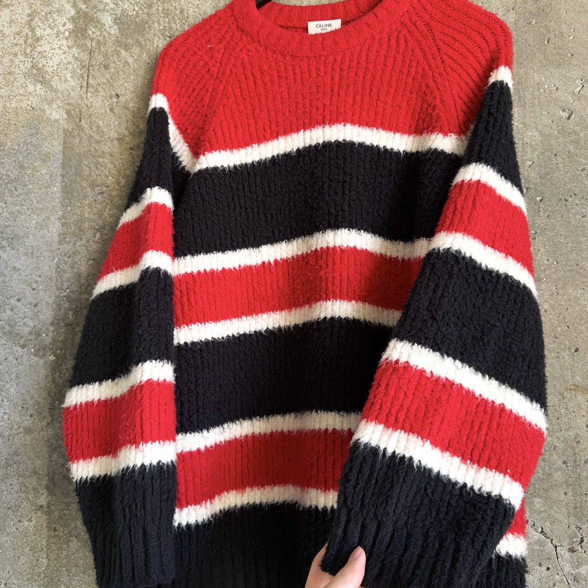 Celine Celine Striped Shaggy Knit Sweater By Hedi Slimane Size US M / EU 48-50 / 2 - 1 Thumbnail