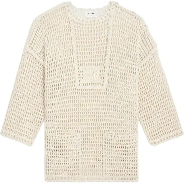 Celine o1w1db10526 2ADA65 Triomphe Baja Sweater in Beige Size M / US 6-8 / IT 42-44 - 1 Preview