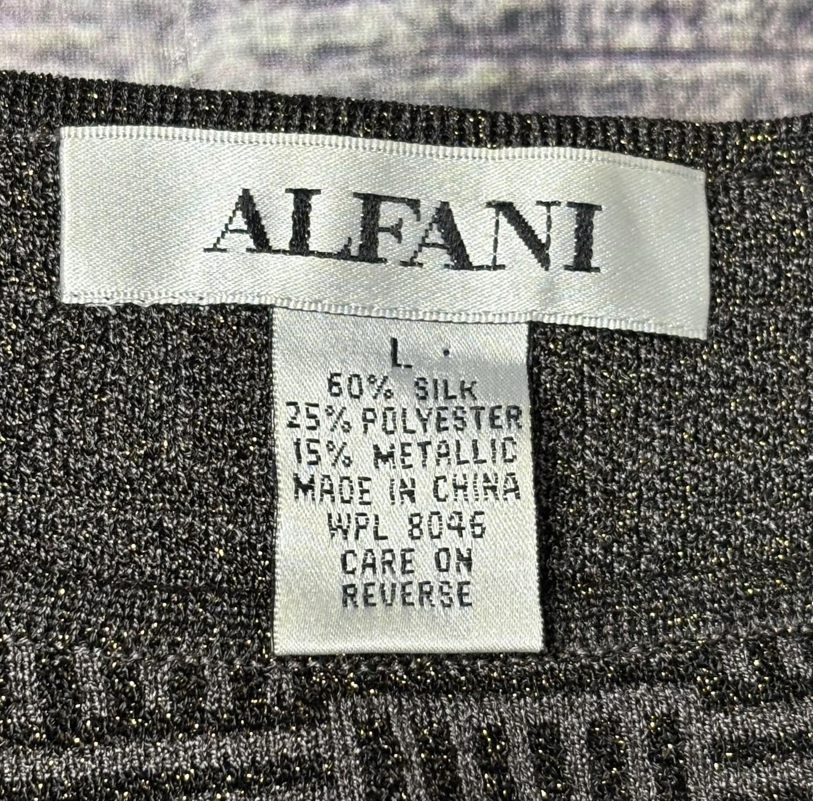 Alfani Y2K Alfani Top Womens Medium Silk Metallic Geometric Keyhole Size M / US 6-8 / IT 42-44 - 2 Thumbnail