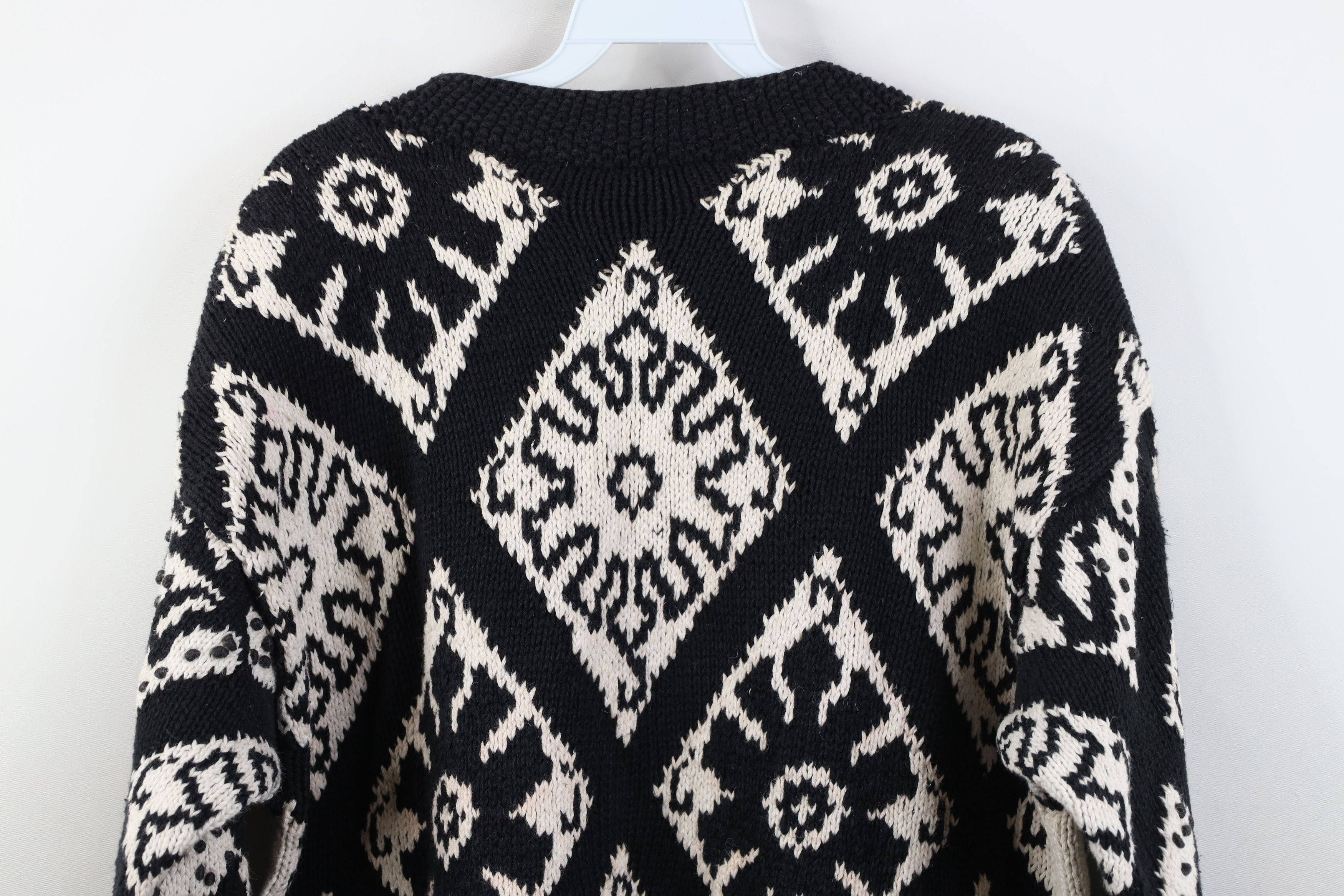 Express Vintage 90s Express Hand Knit Flower Tunic Sweater Size L / US 10 / IT 46 - 10 Thumbnail