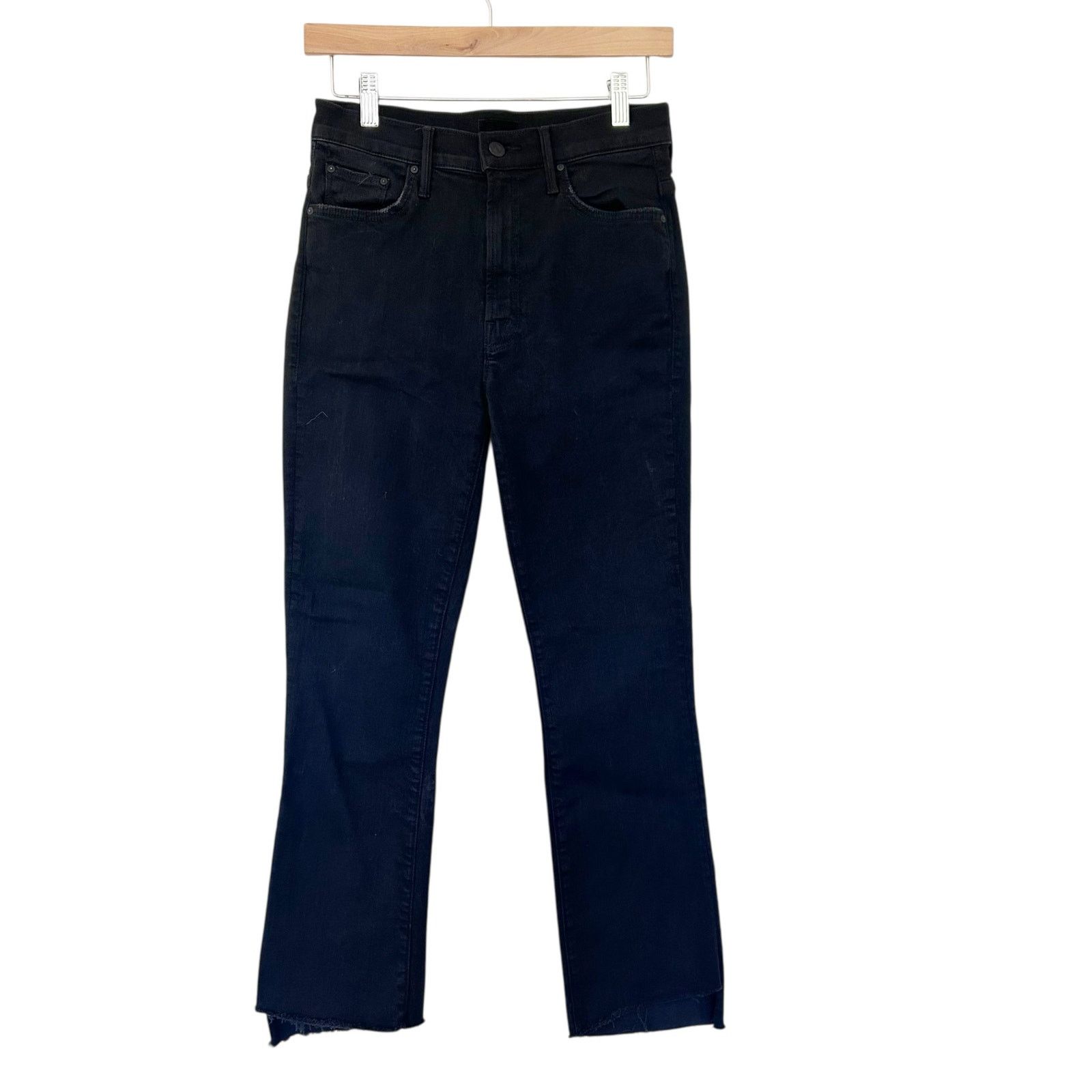 MOTHER MOTHER Black The Insider Crop Step Fray Jeans Sz 27 Size 27" / US 4 / IT 40 - 1 Thumbnail