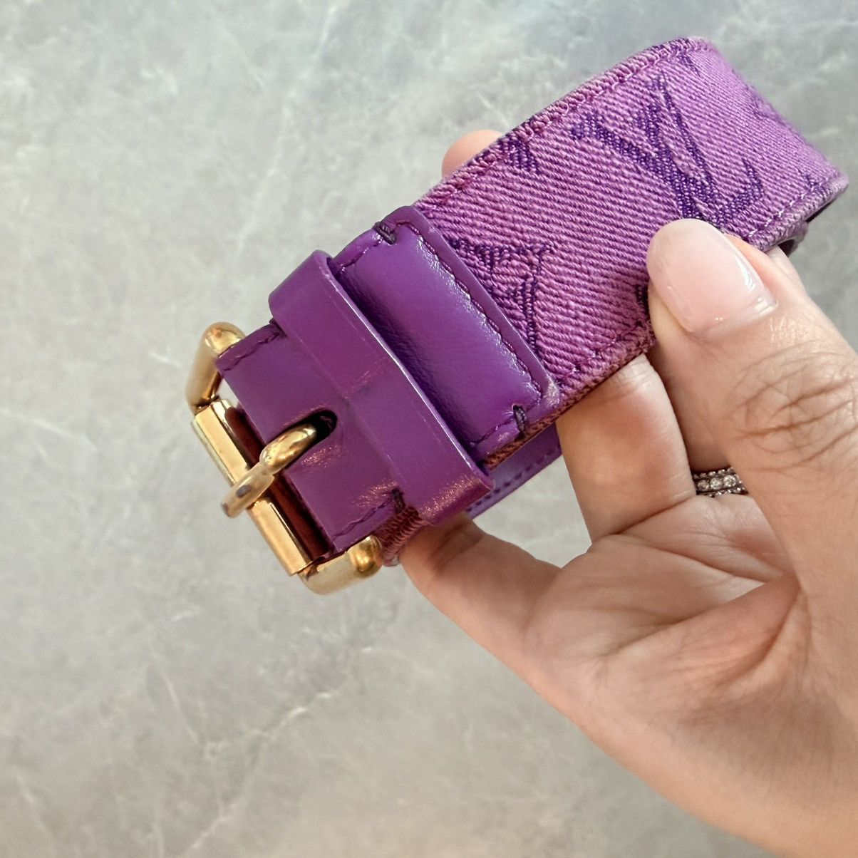 Louis Vuitton 2019 monogram denim 95cm belt purple Size ONE SIZE - 14 Thumbnail