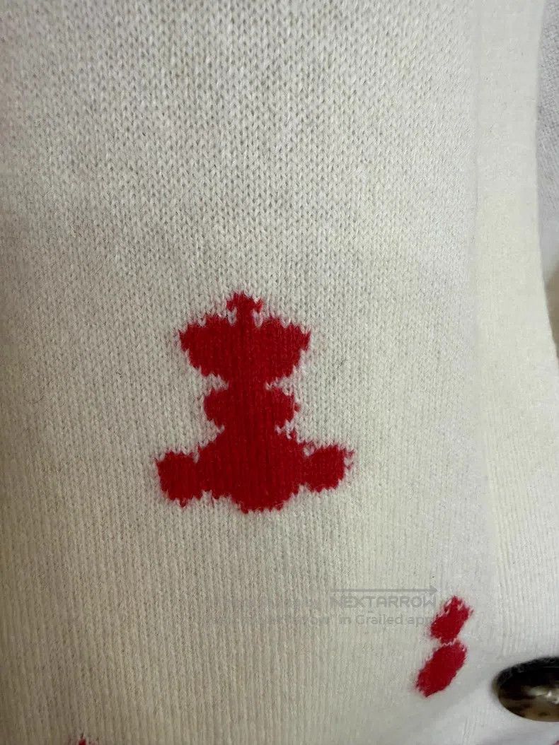 Hermes Hermes Beige Cashmere Open Cardigan with Red Snowman and S Size XS / US 0-2 / IT 36-38 - 3 Thumbnail