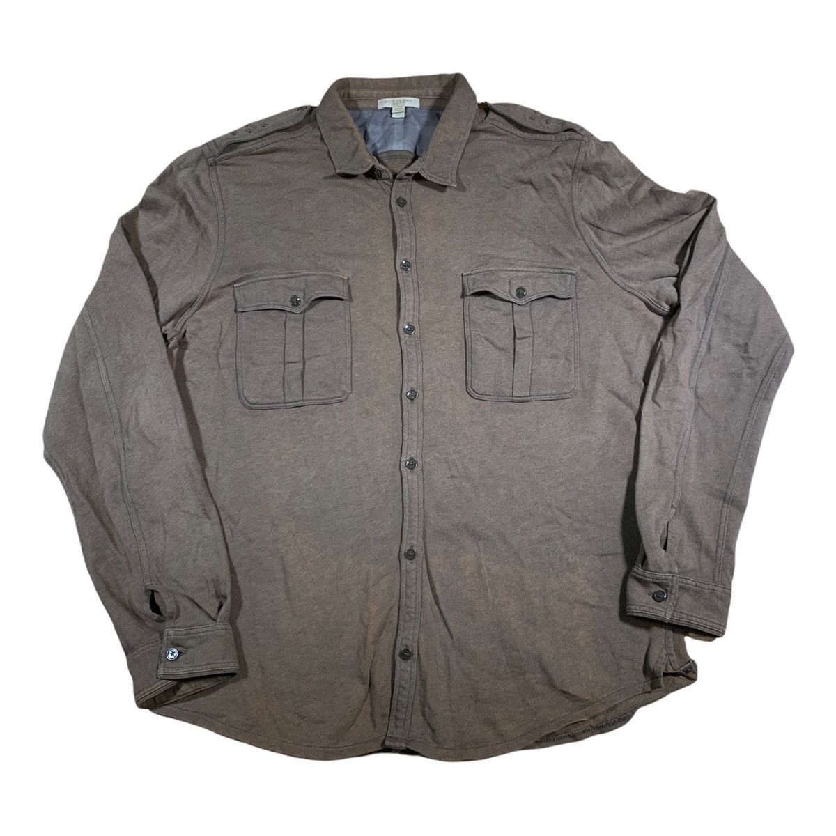 Burberry × Designer × Vintage Burberry Brit Button Up Shirt Sweater Jacket Thick Vintage Size US XXL / EU 58 / 5 - 1 Thumbnail