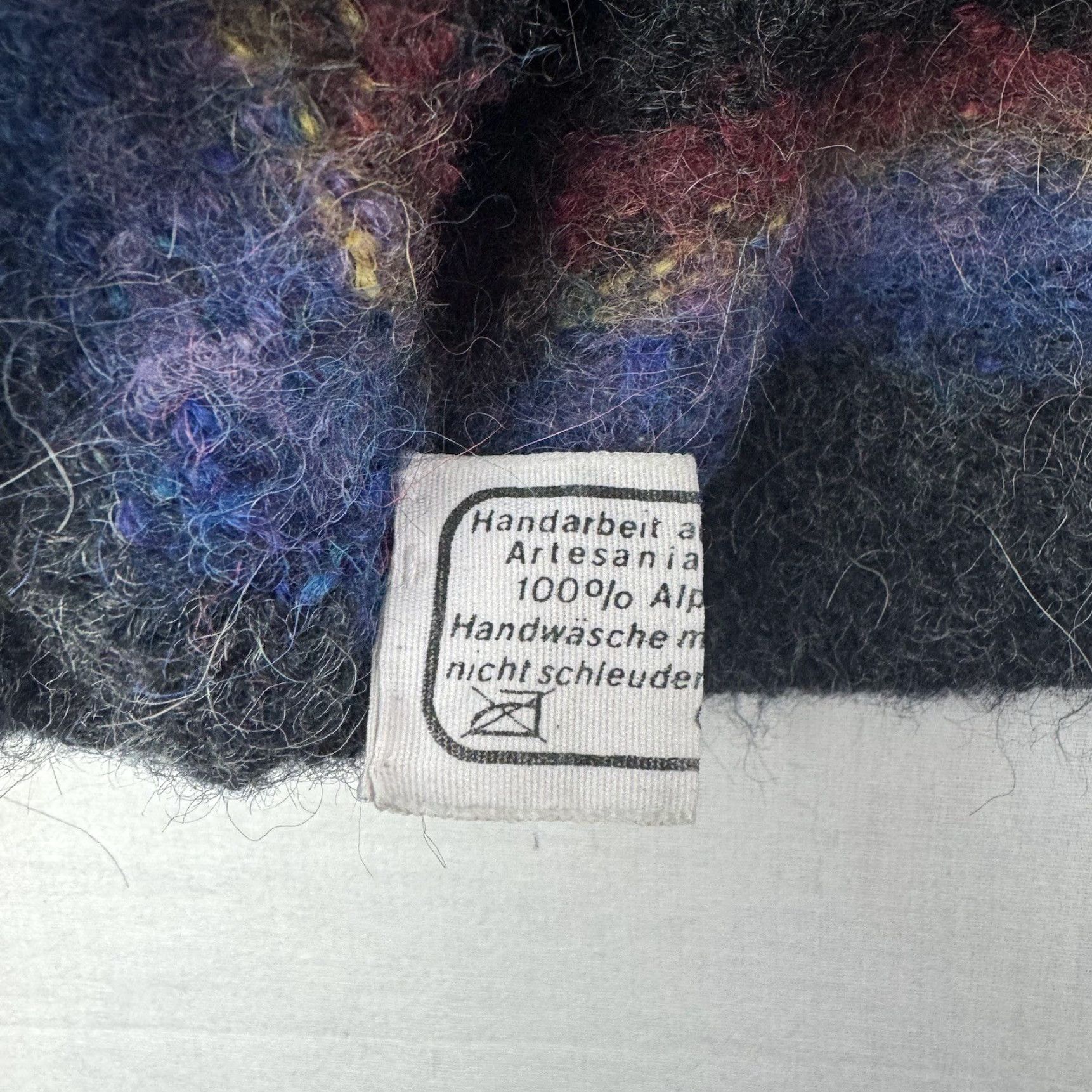 VINTAGE Alpaca Cardigan Sweater 80s Multicolor Geometric Long Sleeve V-Neck Womens Large