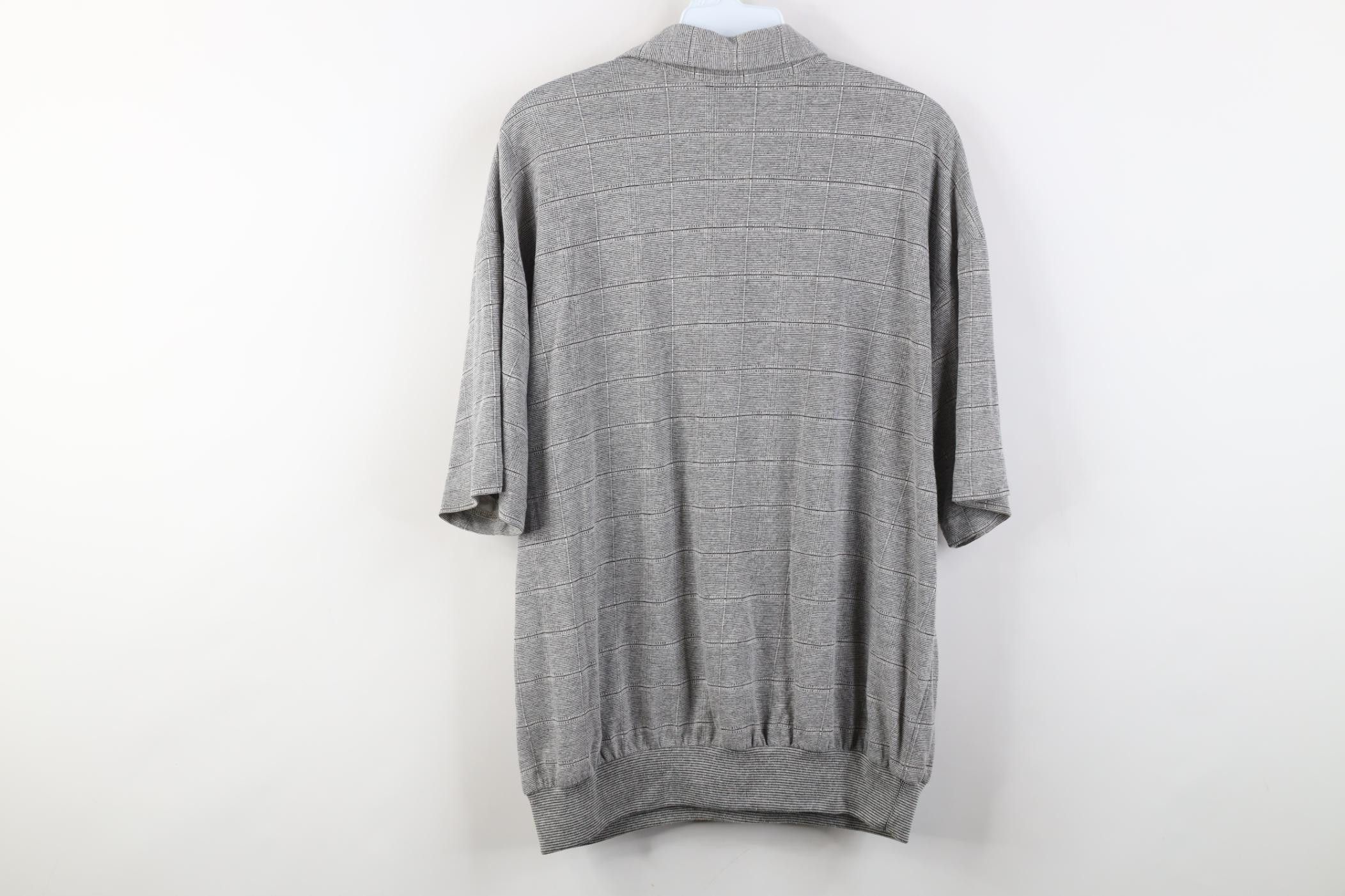 Vintage Vintage 90s Streetwear Checkered Knit Polo Shirt Gray Size US L / EU 52-54 / 3 - 11 Thumbnail