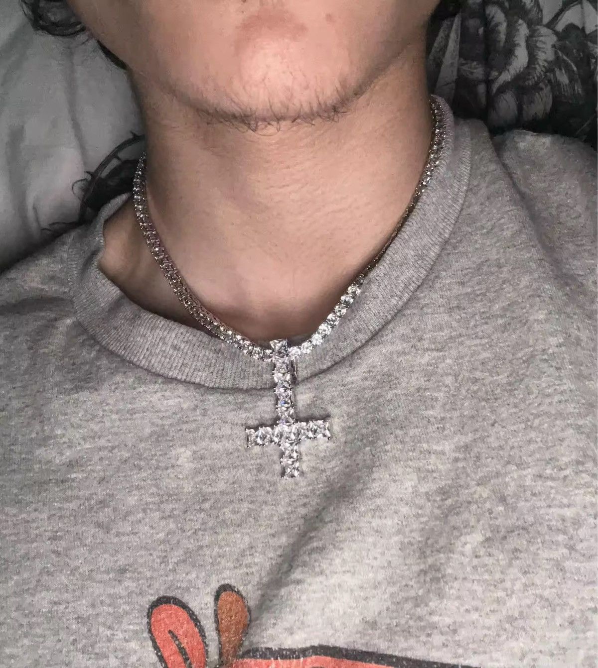 Jewelry 55 Cm Up Side Down Cross Pendant Necklace in Silver, Men's