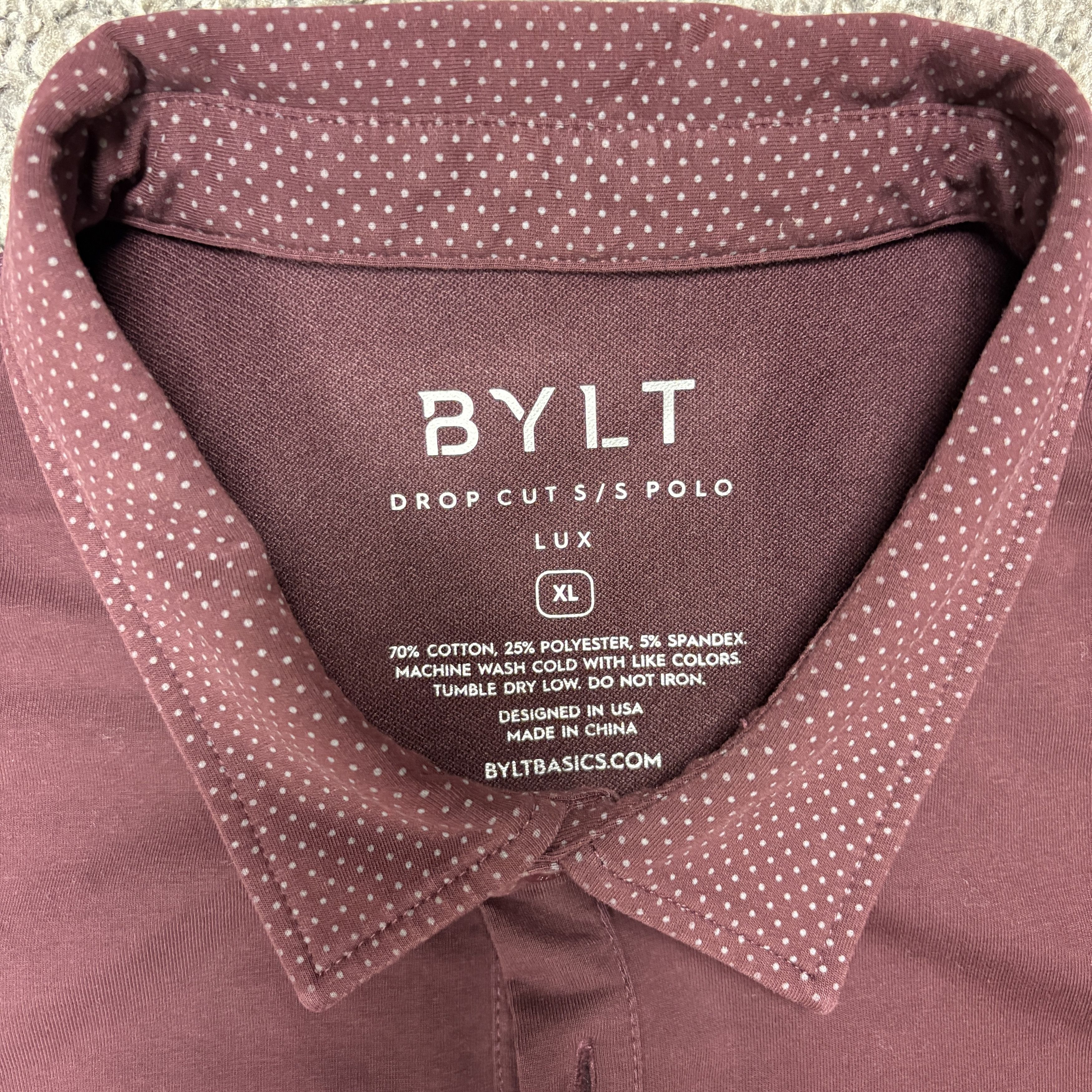 BYLT Premium Basics Bylt Drop Cut Lux Polo Maroon, Size XL Size US XL / EU 56 / 4 - 3 Thumbnail