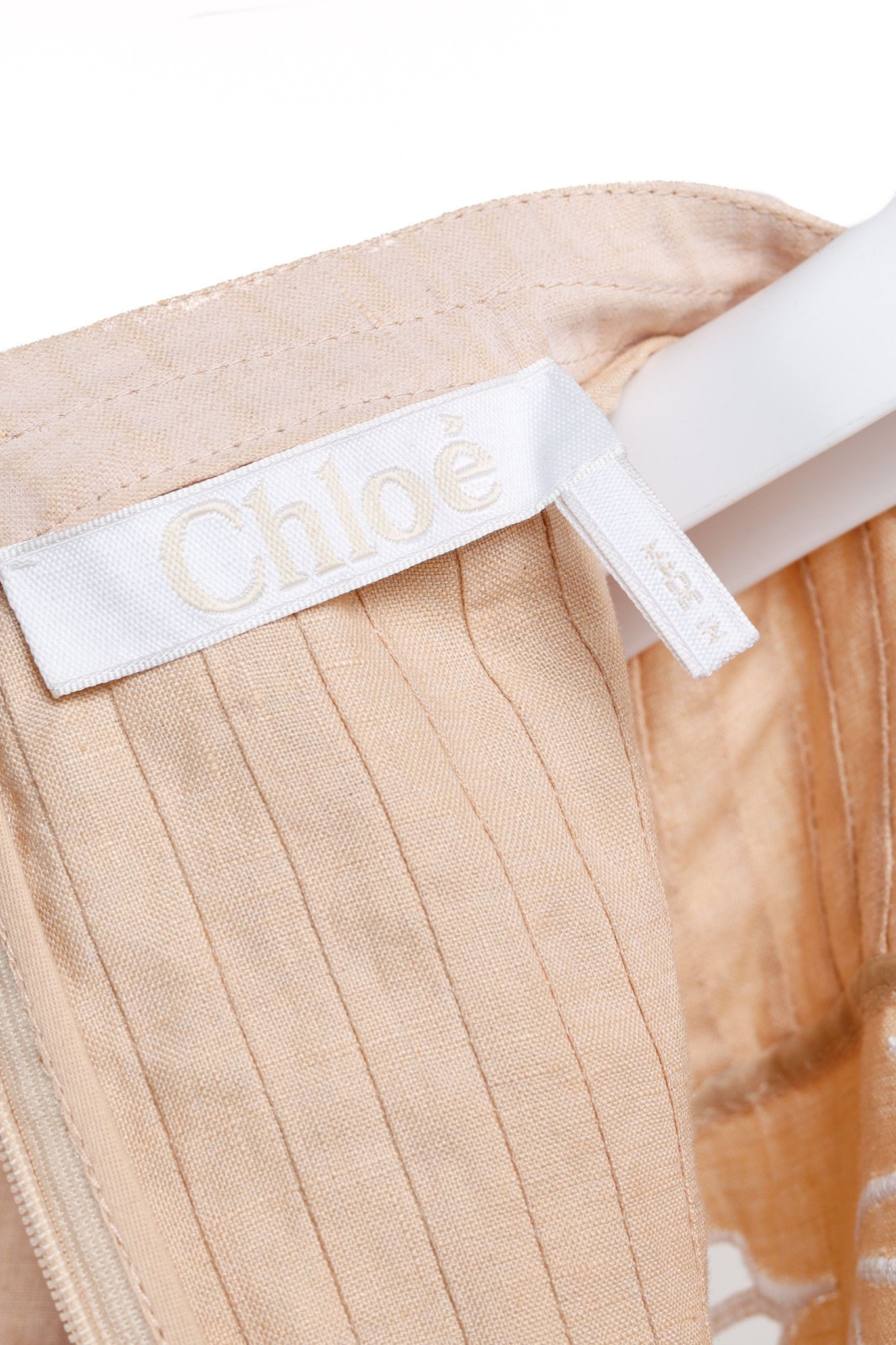 Chloe Chloe SS18 Biscuit Pink Embroidered Linen Mini Dress Size M / US 6-8 / IT 42-44 - 4 Thumbnail