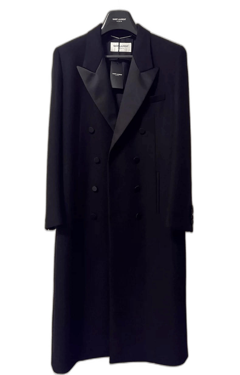 Saint Laurent Paris black silk double-breasted coat Size US L / EU 52-54 / 3 - 1 Thumbnail