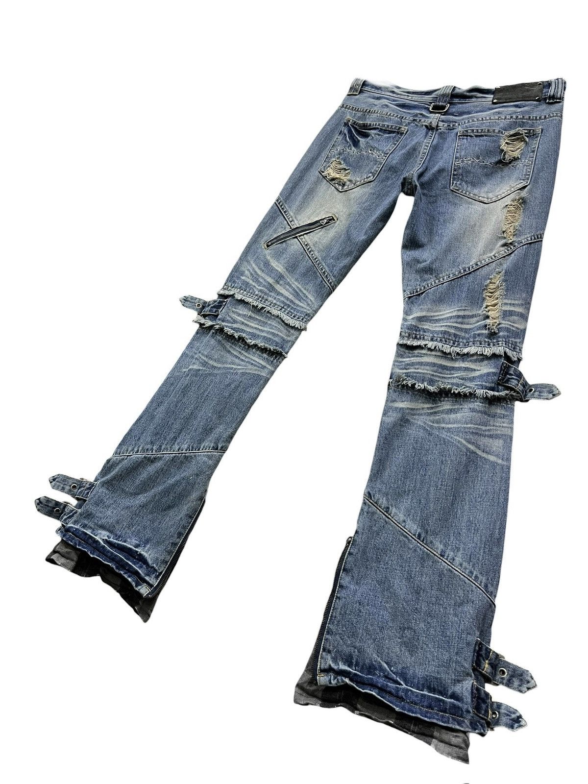 Japanese Brand 🔥Ultra Rare MIDAS Bondage Multi Zip Flare Punk Denim Japan Size US 31 - 16 Thumbnail